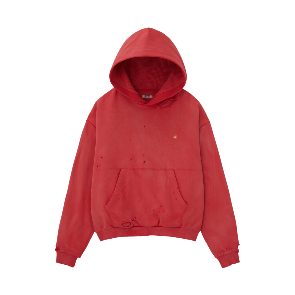 LL25WSHD004RD LLEGE Garment Dyed Reversible Hoodie Red