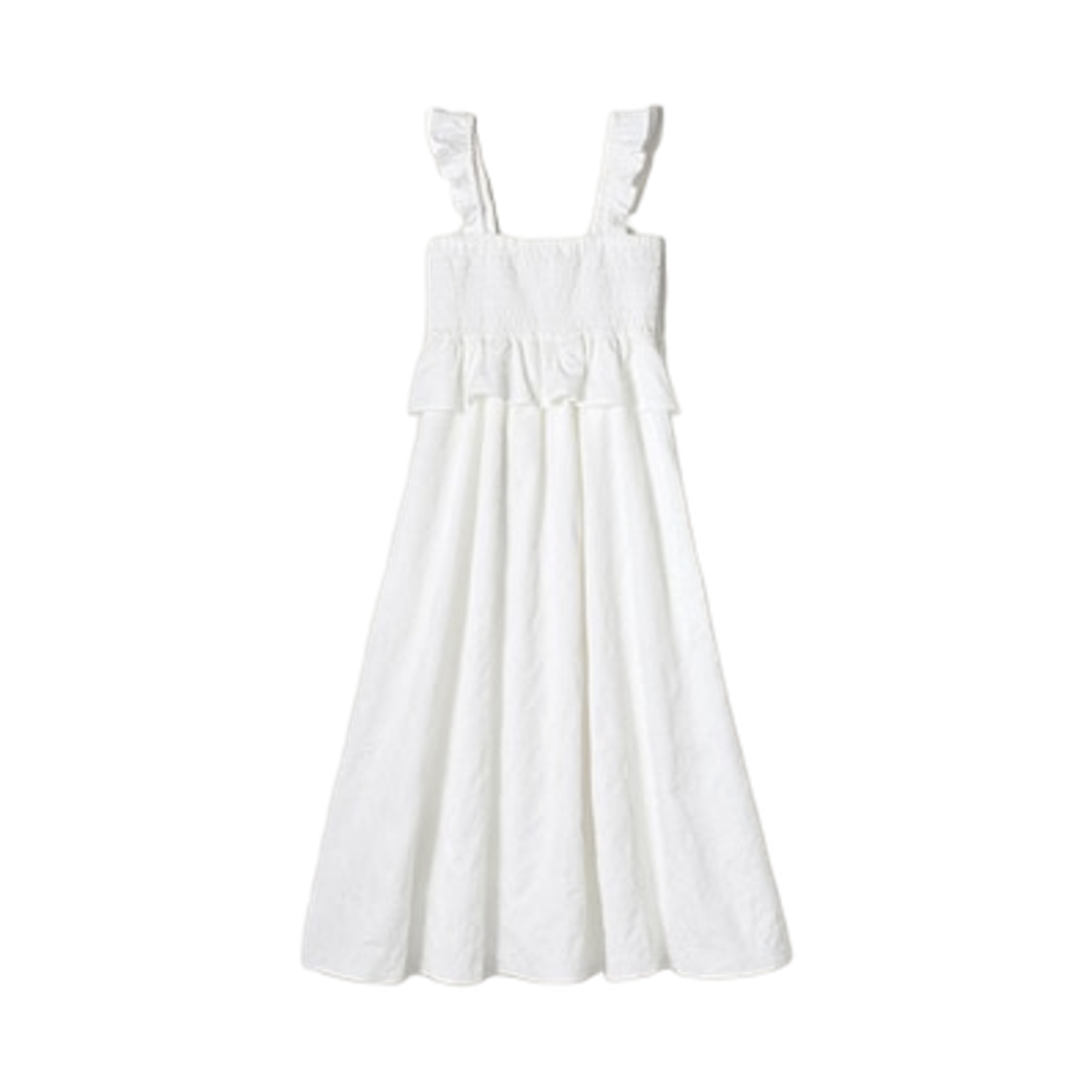 (W) GU x 로크 스모킹 드레스 오프 화이트((W) GU x Rokh Smocking Dress Off White) - 1