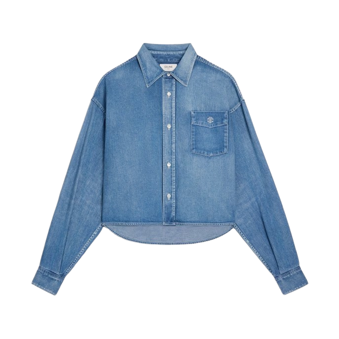 (W) 셀린느 크롭 셔츠 데님 인디고 위스퍼((W) Celine Cropped Shirt Denim Indigo Whisper) - 1
