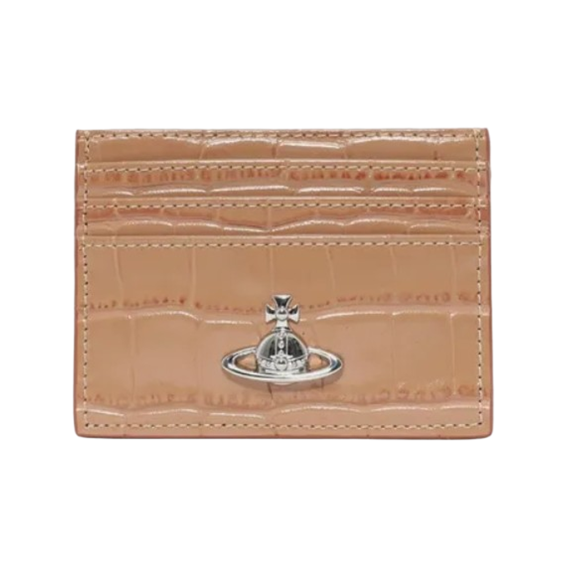 비비안 웨스트우드 오브 로고 플랫 카드 홀더 더스티 핑크