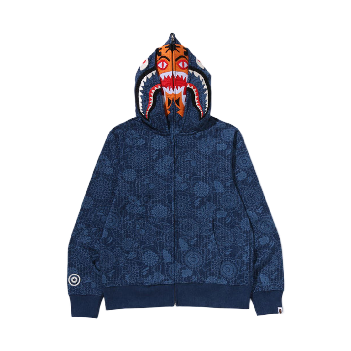 베이프 재패니즈 인디고 아트 카모 더블 타이거 샤크 풀 집 후드 인디고(BAPE Japanese Indigo Art Camo Double Tiger Shark Full Zip Hoodie Indigo) - 1