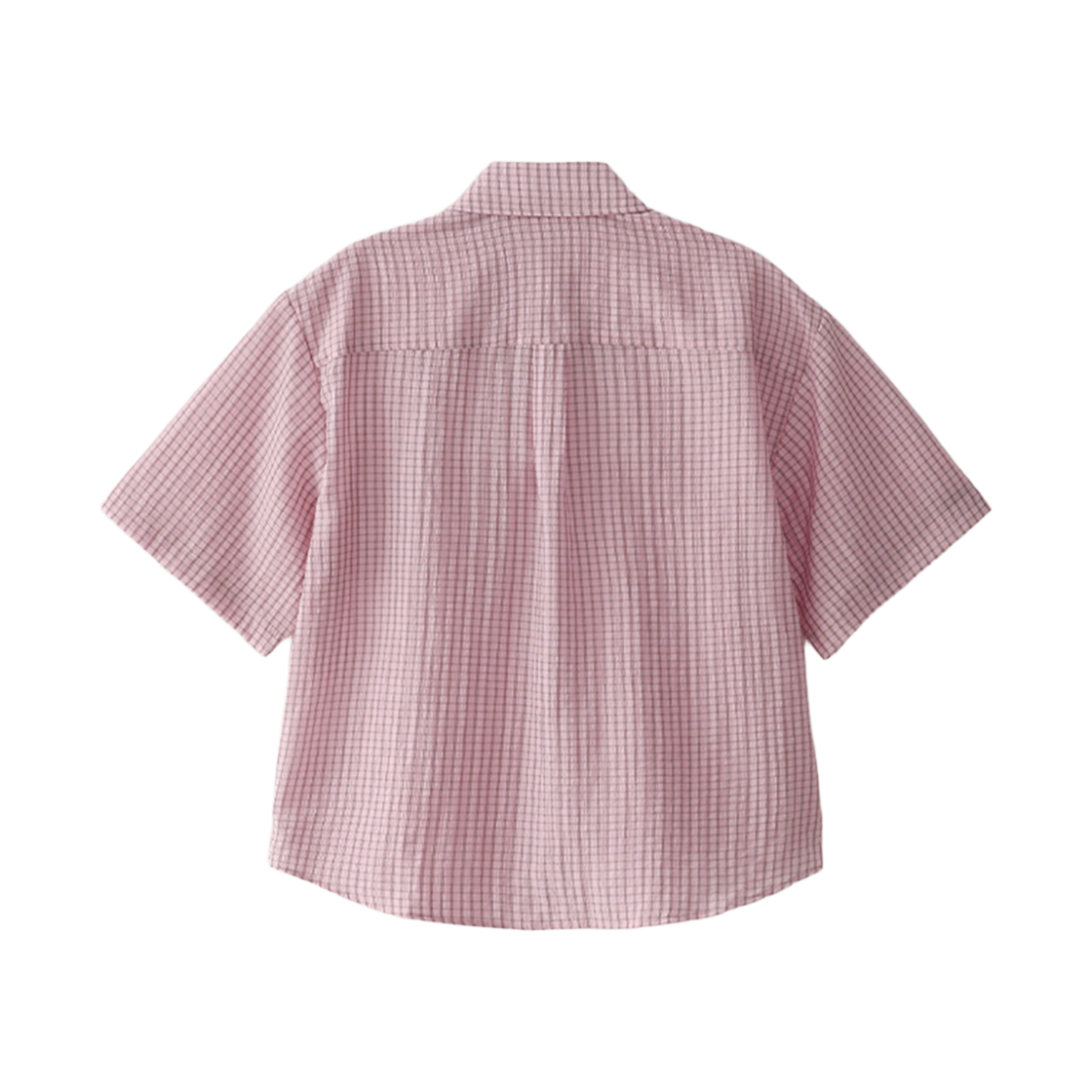 블루 선플라워 크링클 체크 반팔 셔츠 핑크(Blue Sunflower Crinkle Check Short Sleeve Shirt Pink) - 3