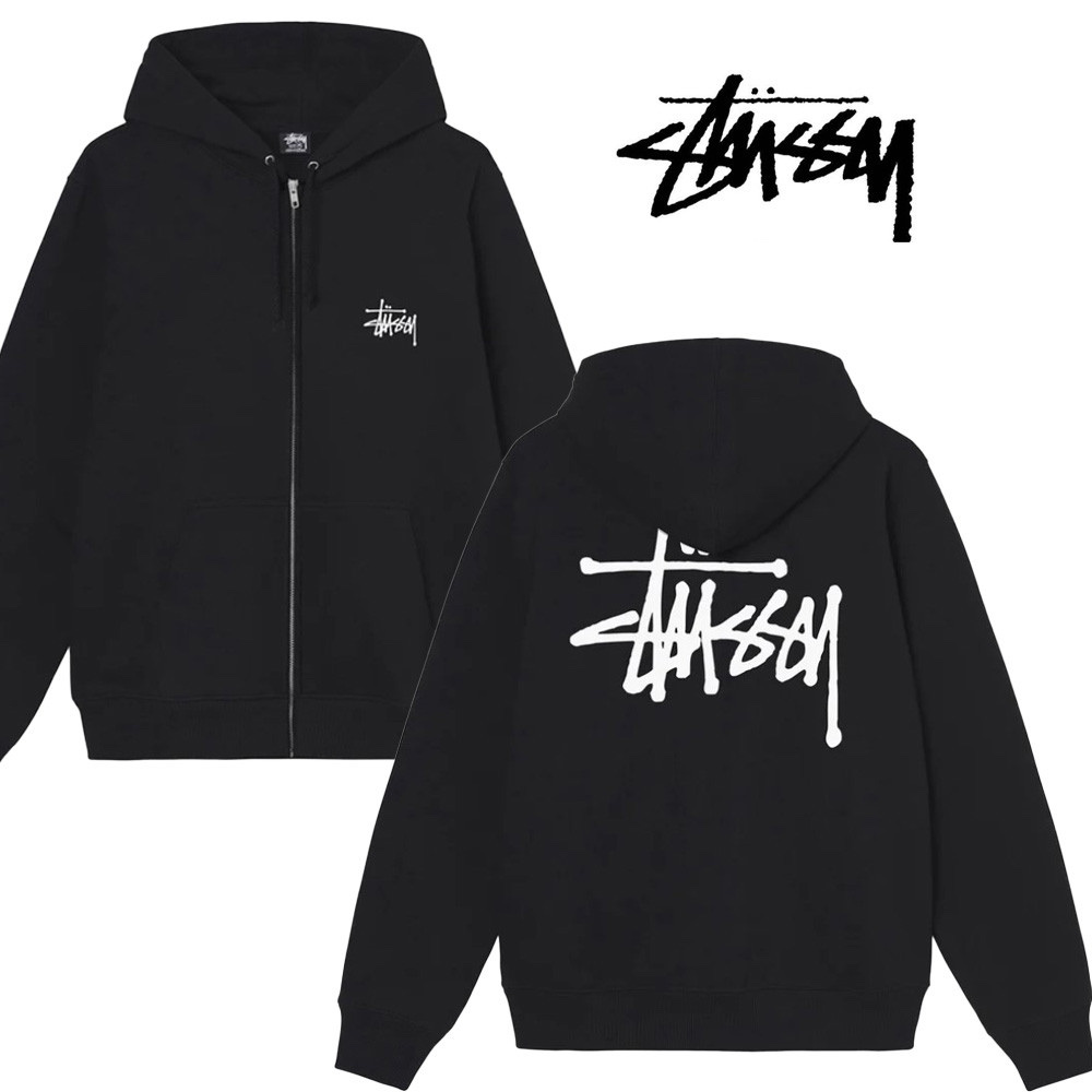Stussy Basic Zip Hoodie Black 착용 스타일