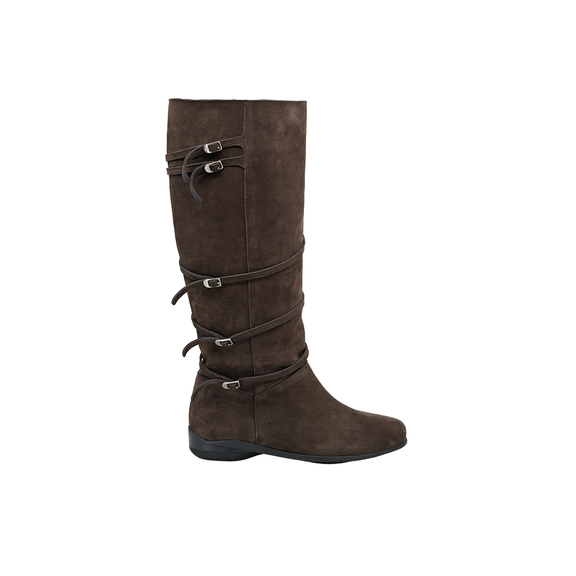 무드나잇 피아 컴포트솔 5벨티드 롱부츠 l 다크브라운(Moodnight Pia Comfort Sole Boots l Dark Brown)