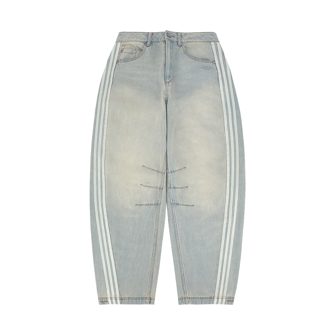 (W) 아디다스 아딜레늄 시즌 3 바나나 피티드 워시드 데님 팬츠 블루 - KR 사이즈((W) Adidas Adilenium Season 3 Banana Fitted Washed Denim Pants Blue - KR Sizing)