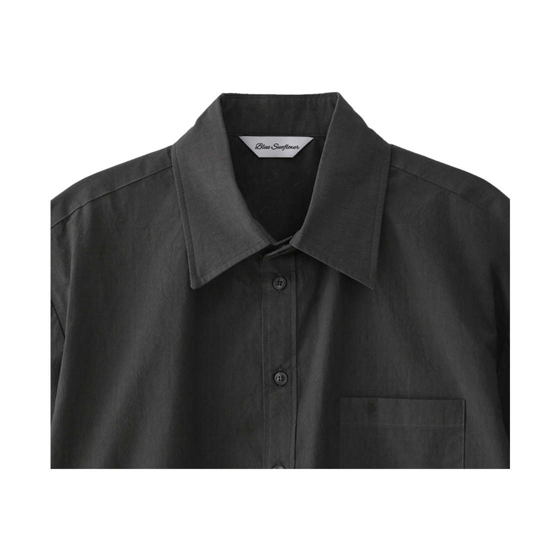 블루 선플라워 세미 크롭 포멀 반팔 셔츠 차콜(Blue Sunflower Formal Short Sleeve Shirt Charcoal) - 4
