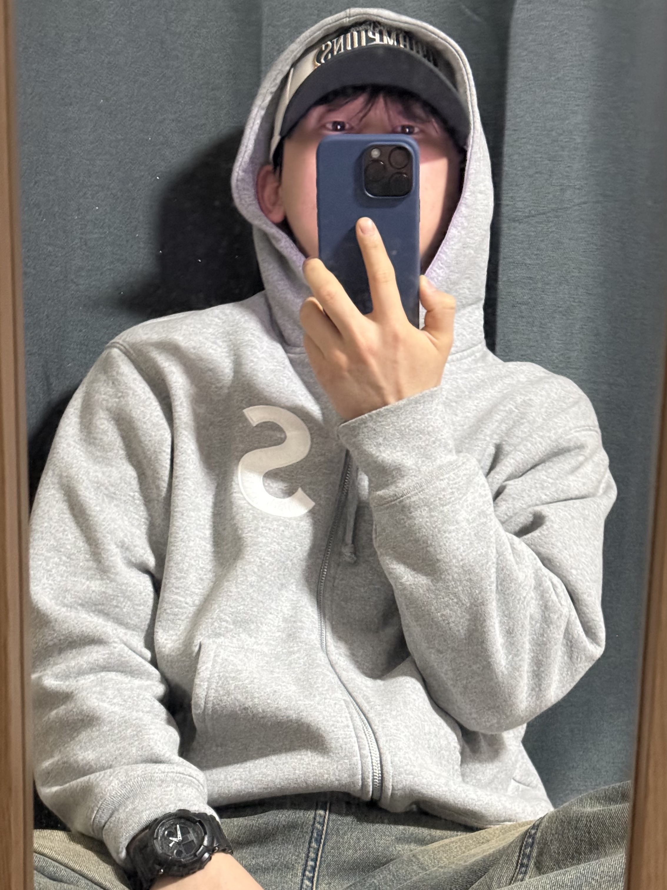 New Era MLB 25 World Series Champion LA Dodgers A-Frame 9Forty Ball Cap Stone, Supreme S Logo Zip Up Hooded Sweatshirt Heather Grey - 25FW 착용 스타일 - 1