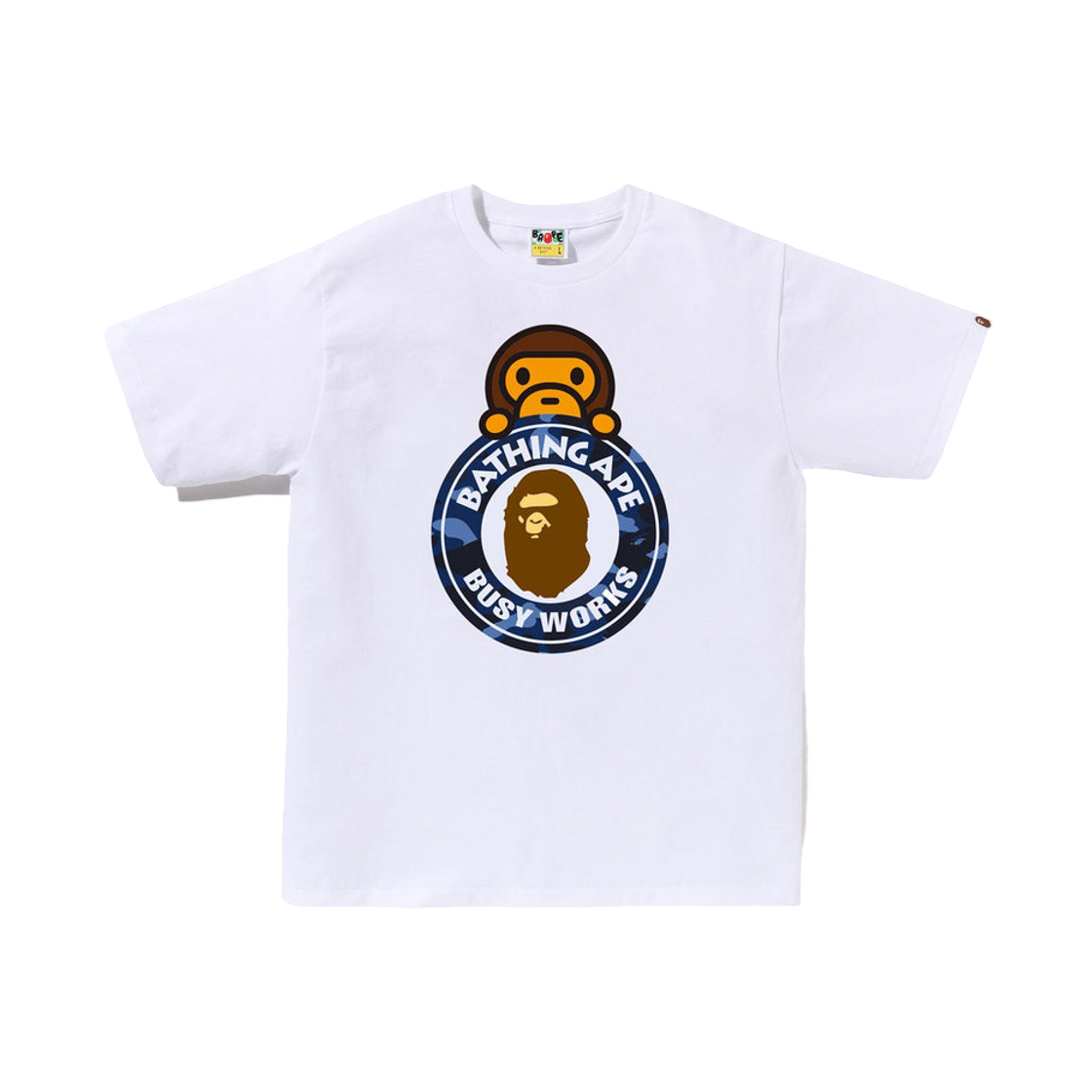- BAPE Color Camo Milo On Busy Works T-Shirt White Navy