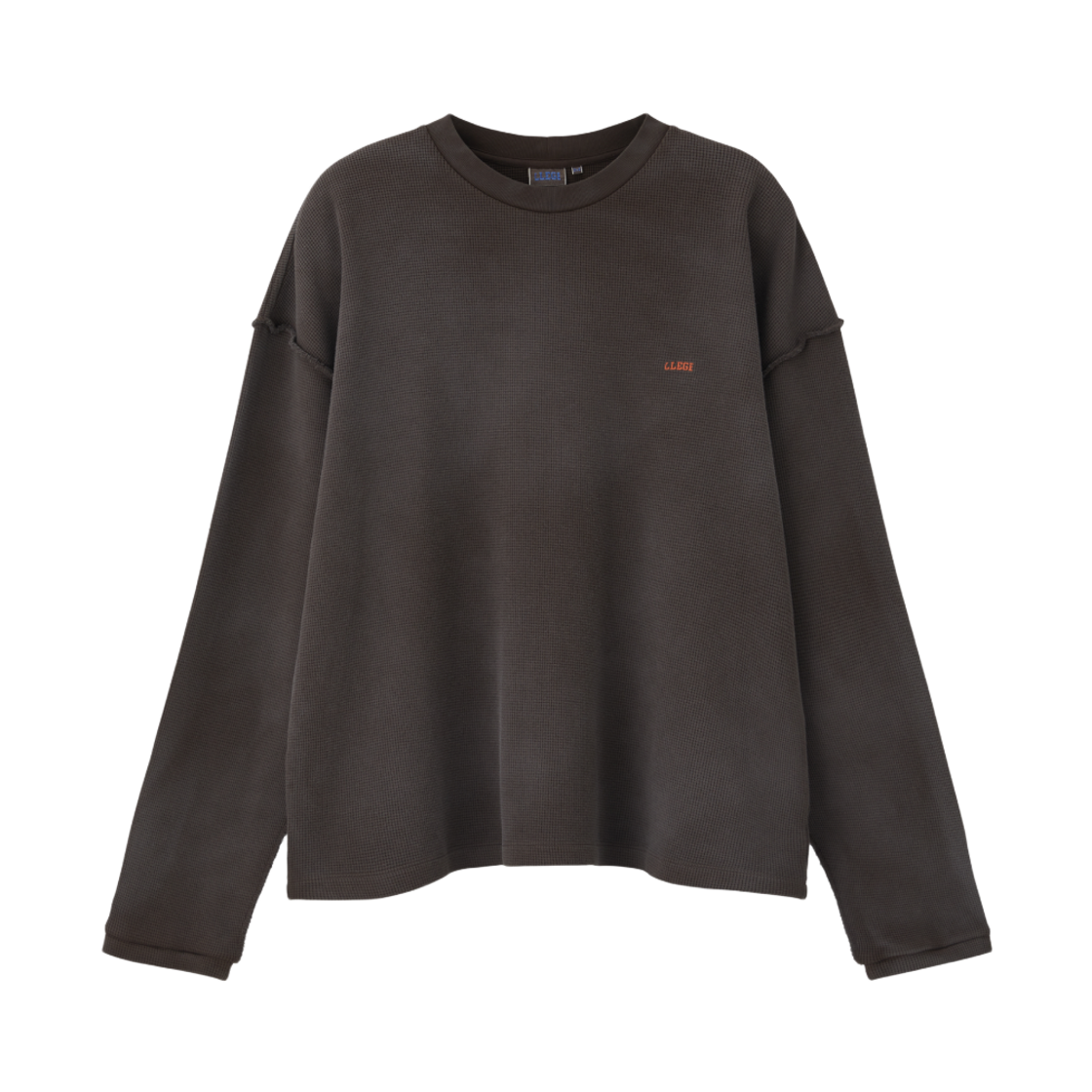 LL25WJLS003BR LLEGE Oversized Llege Logo Waffle T-Shirt Brown