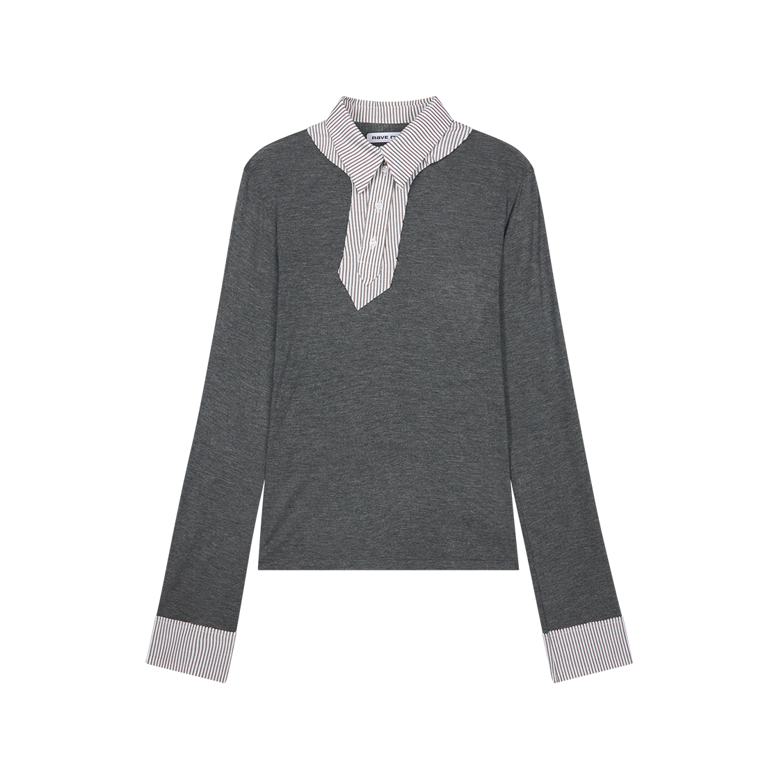 레이브 리뷰 우먼 비브 탑 그레이 블루 스트라이프 - 26SS(Rave Review Women Viv Top Grey Blue Stripe - 26SS)