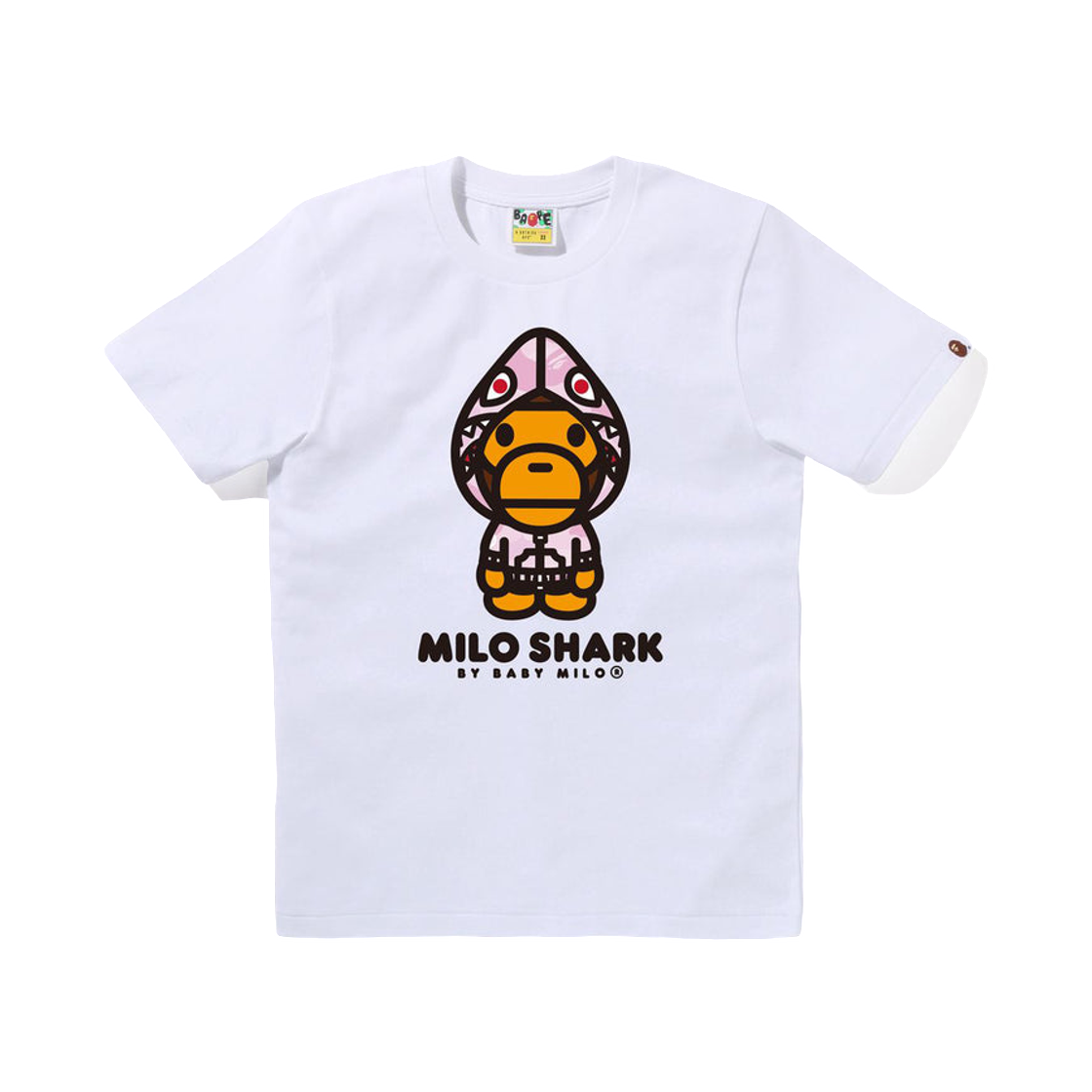 (W) 베이프 파스텔 컬러 카모 마일로 샤크 FZH 티셔츠 화이트 핑크((W) BAPE Pastel Color Camo Milo Shark FZH T-Shirt White Pink)