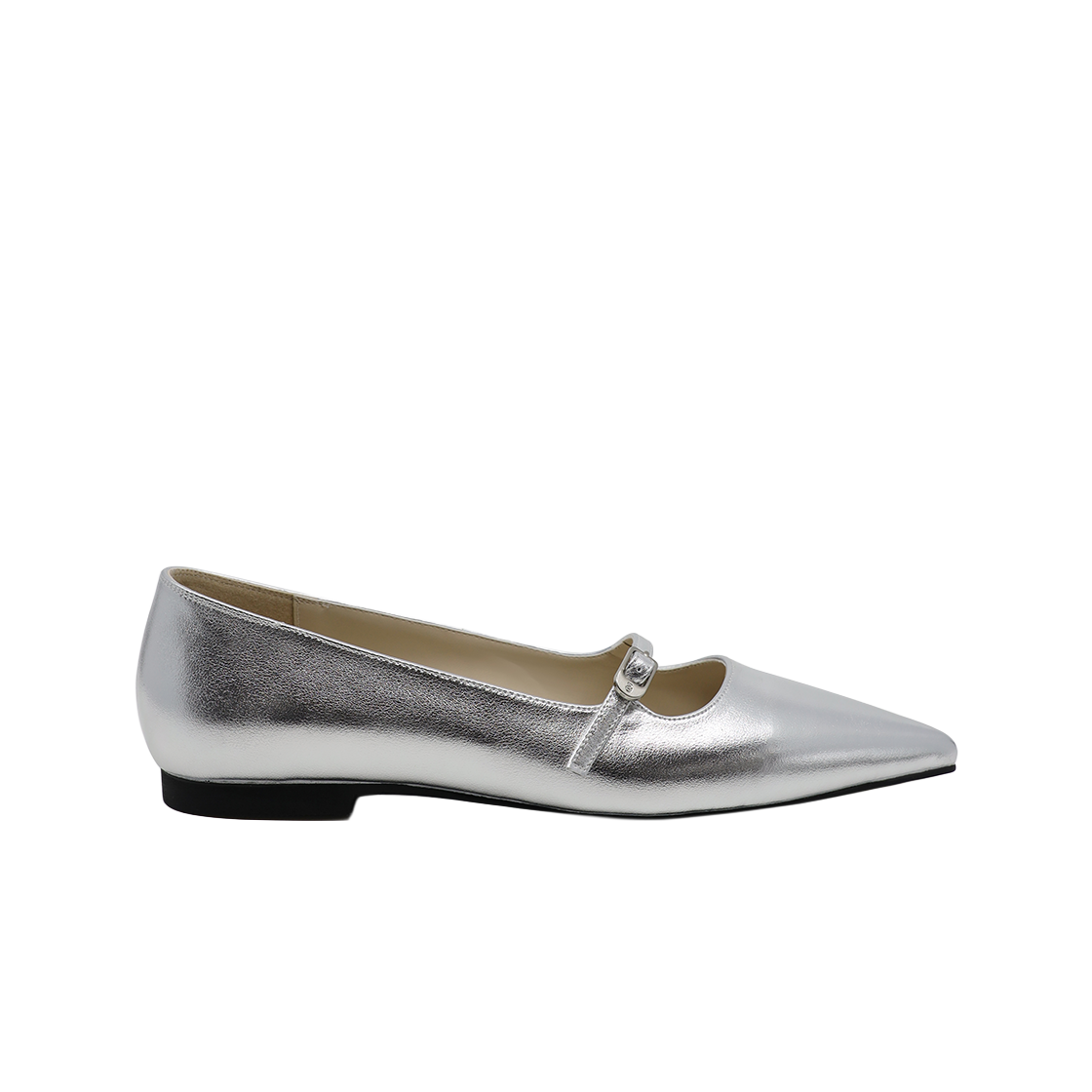 무드나잇 모린 스틸레토 메리제인 플랫 슈즈 l 실버(Moodnight Moreen Stiletto Mary-Jane Flat Shoes l Silver)