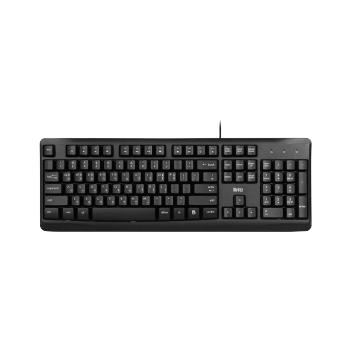 브리츠 유선 키보드 BK100 사무실 PC 컴퓨터용 멤브레인(Britz BK100 Wired Membrane Keyboard for Office (Full-size 104 Keys))