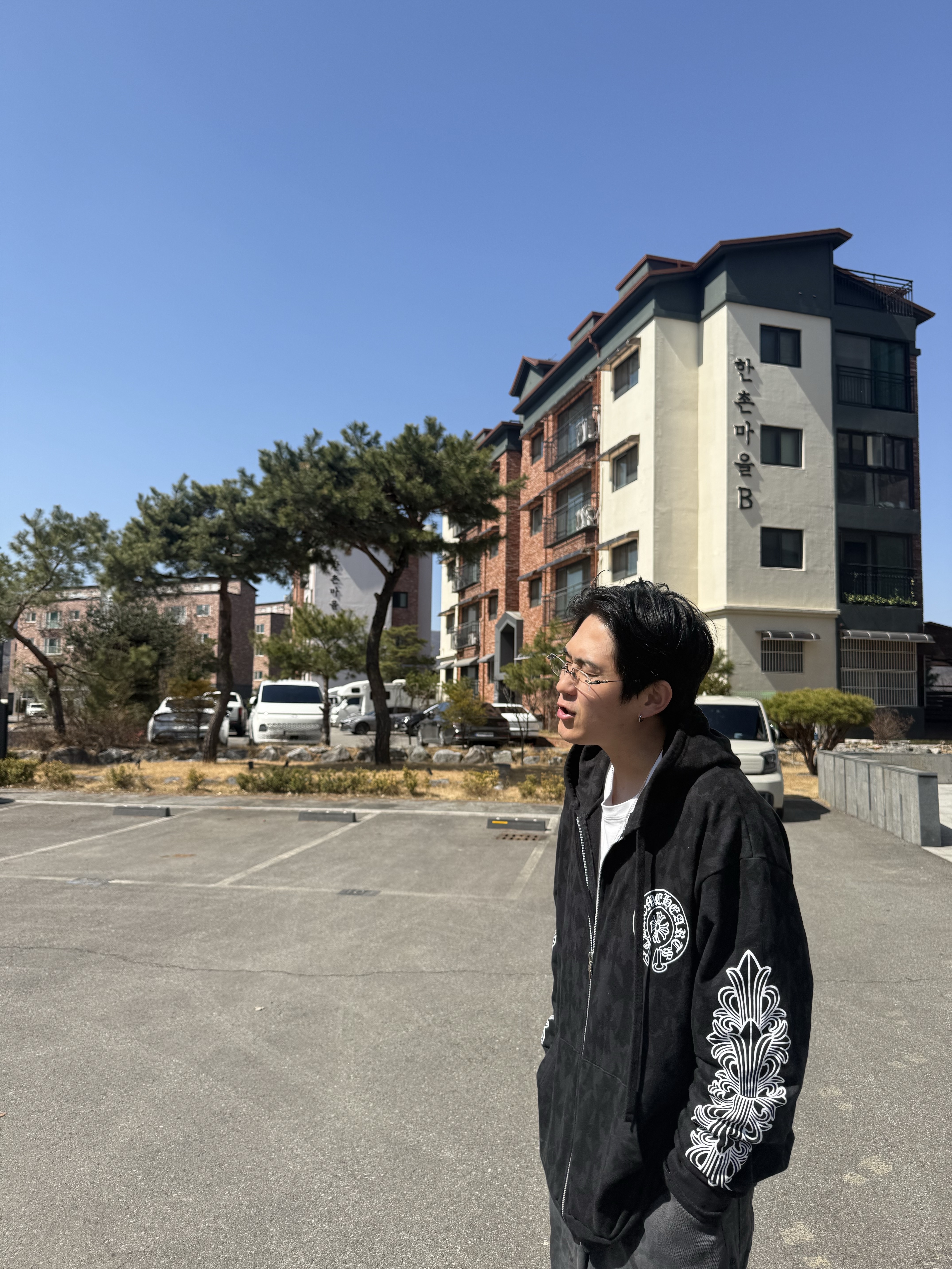 Chrome Hearts Cemetery Cross Print Pullover Hoodie Black, Chrome Hearts Pills III Matte Black Plastic 착용 스타일 - 2