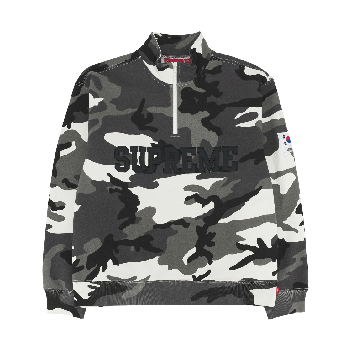 슈프림 샵 플래그 하프 집 풀오버 스노우 카모 서울 - 26SS(Supreme Shop Flag Half Zip Pullover Snow Camo Seoul - 26SS)