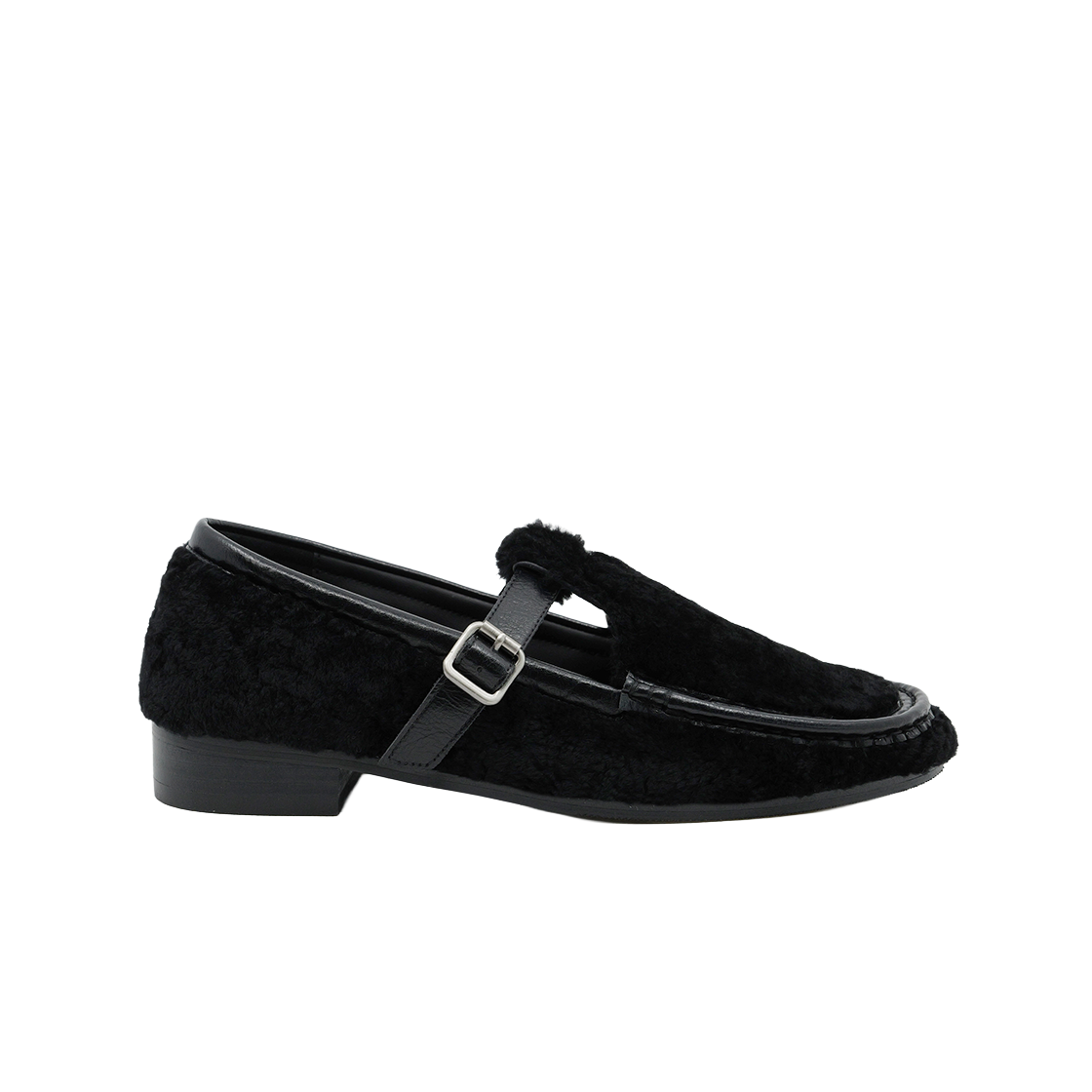 무드나잇 울리 램시어링 메리제인 로퍼 l 블랙(Moodnight Woolly Shearling Loafers l Black)