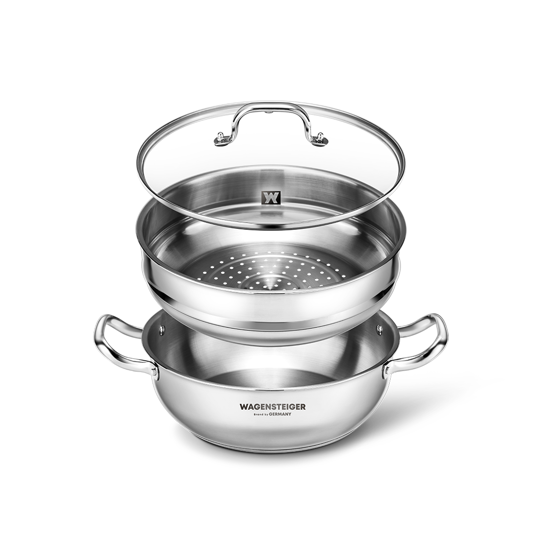 바겐슈타이거 스텐 멀티 2단 스팀팟 28cm 찜기 냄비 찜냄비(WAGENSTEIGER Stainless Multi 2-Tier Steamer Pot 28cm) - 1