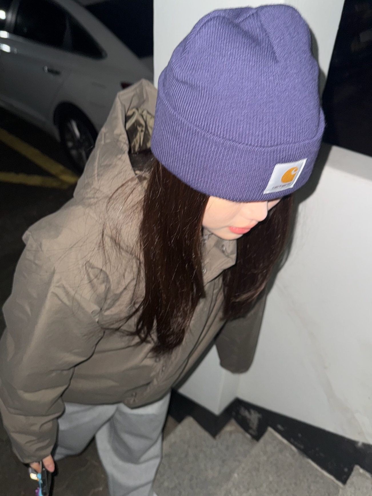 Carhartt WIP Acrylic Watch Hat Razzmic 착용 스타일