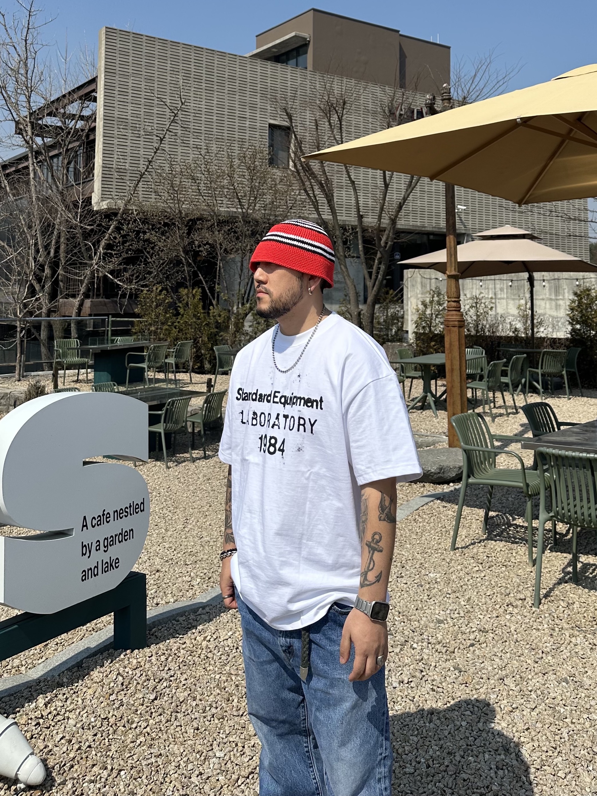 Maison Mihara Yasuhiro Blakey OG Sole Canvas Low-top Sneakers Orange 착용 스타일 - 4