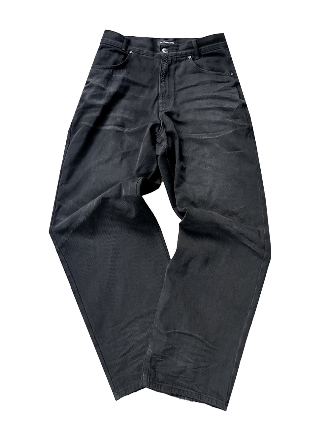 AX CONNECTION Raised Surface Washed Wide Denim Pants 착용 스타일