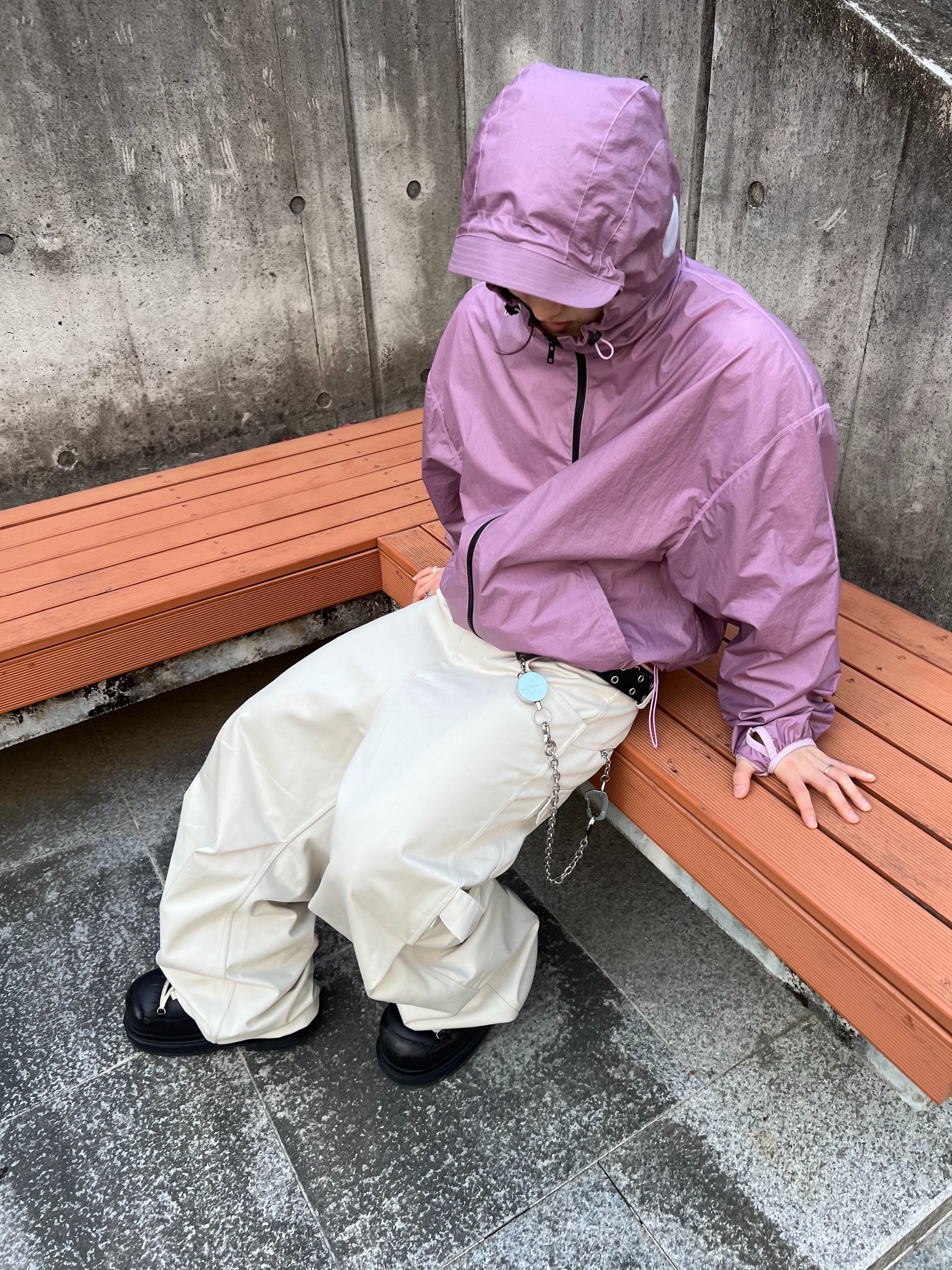 Kamien Shift Shell Jacket Exclusive, Kamien 247 All day Baggy Pants Light Beige 착용 스타일 - 6