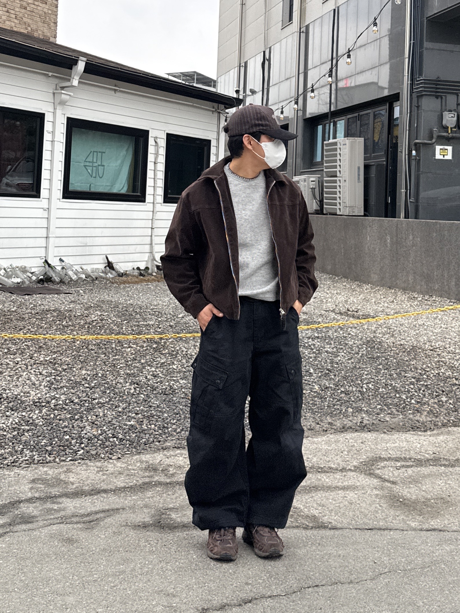 The Coldest Moment Mush Cap Navy, Adidas x Song for the Mute Shadowturf Core Black Night Grey 착용 스타일 - 1