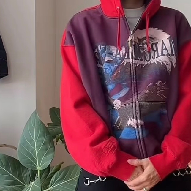 Supreme x MM6 Maison Margiela Eagle Zip Up Hooded Sweatshirt Purple - 26SS 착용 스타일