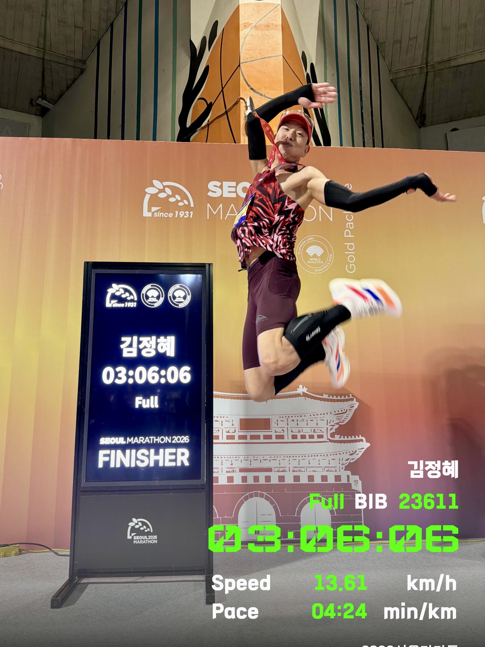 Adidas Seoul Marathon Adizero Adios Pro 4 Cloud White Lucid Red 착용 스타일 - 1