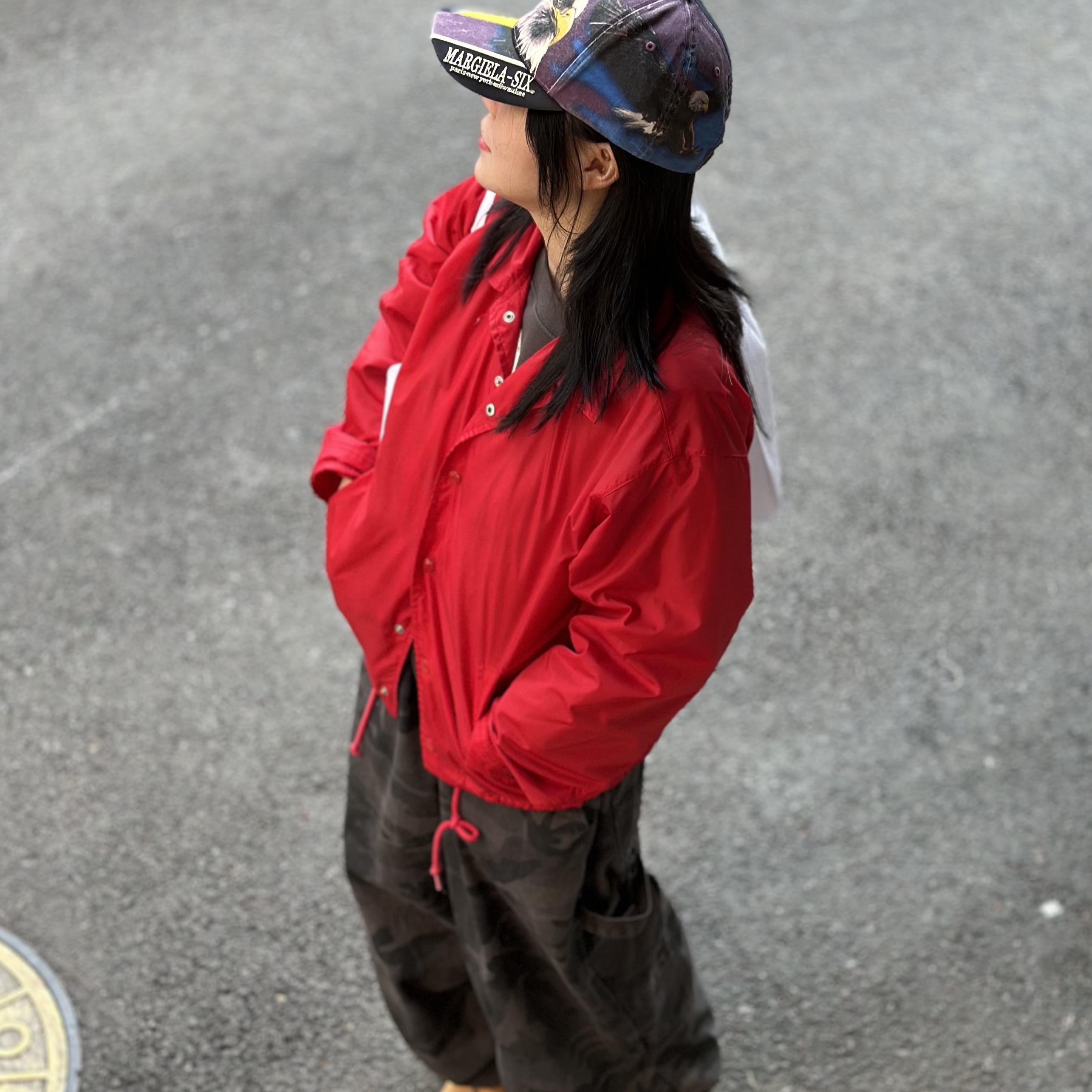 Supreme x MM6 Maison Margiela Split 6-Panel Navy - 26SS, Supreme x Champion Coaches Jacket Red - 24SS 착용 스타일 - 4