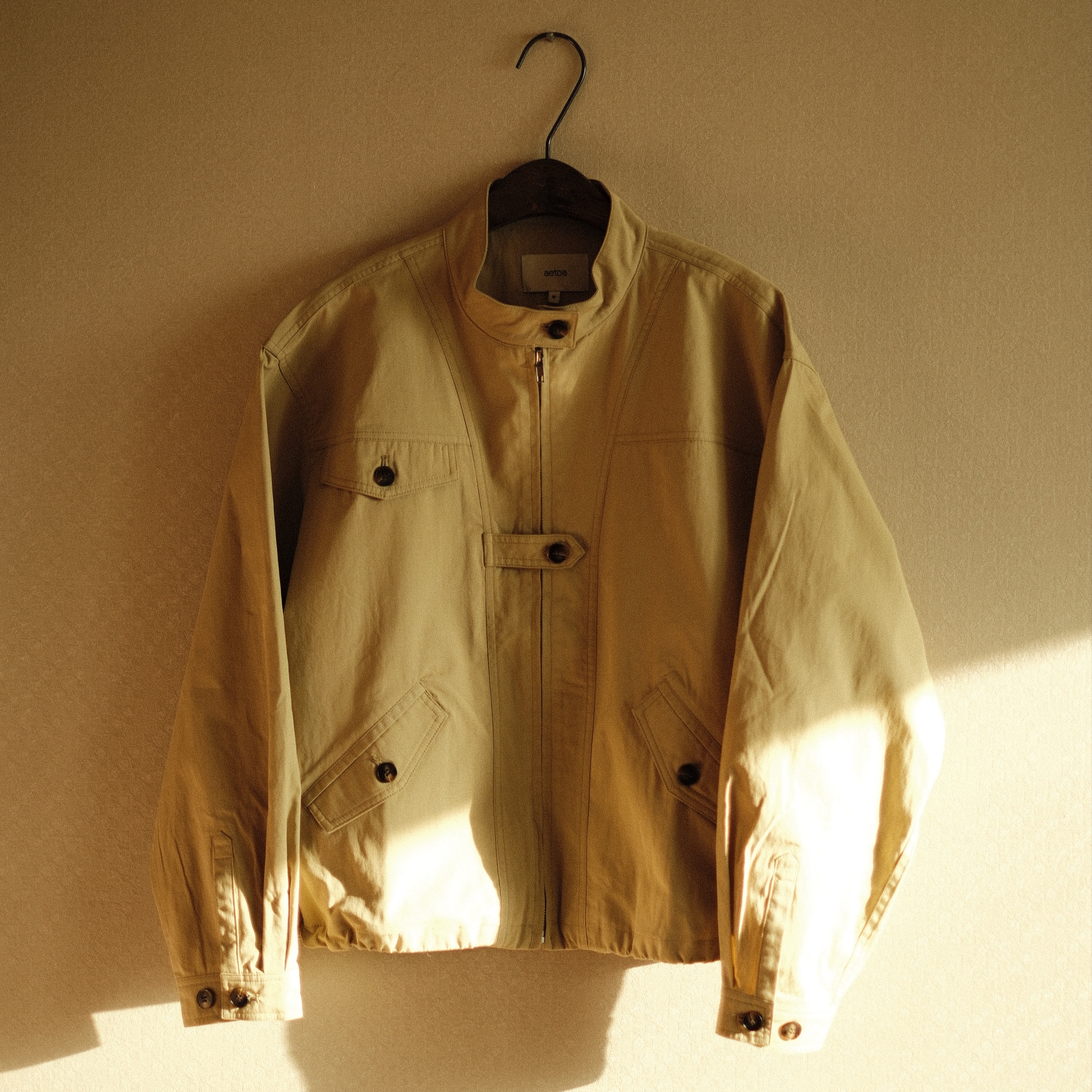 aetoa Pocket Blouson Jacket Beige, Millo Archive Slope Wide Pants Grayish Green 착용 스타일 - 6