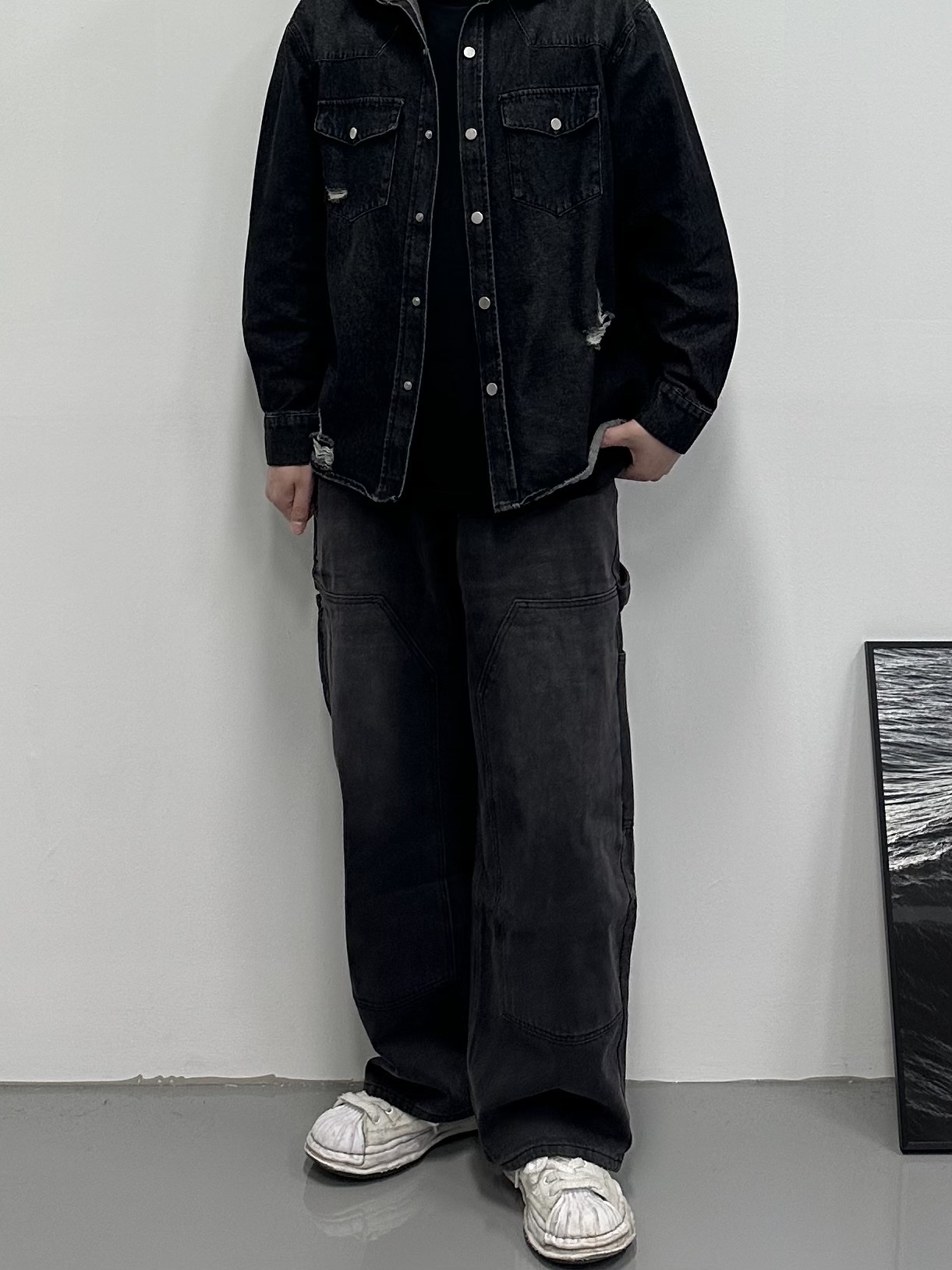 Maison Mihara Yasuhiro Blakey OG Sole Canvas Low-top Sneakers White 착용 스타일 - 2