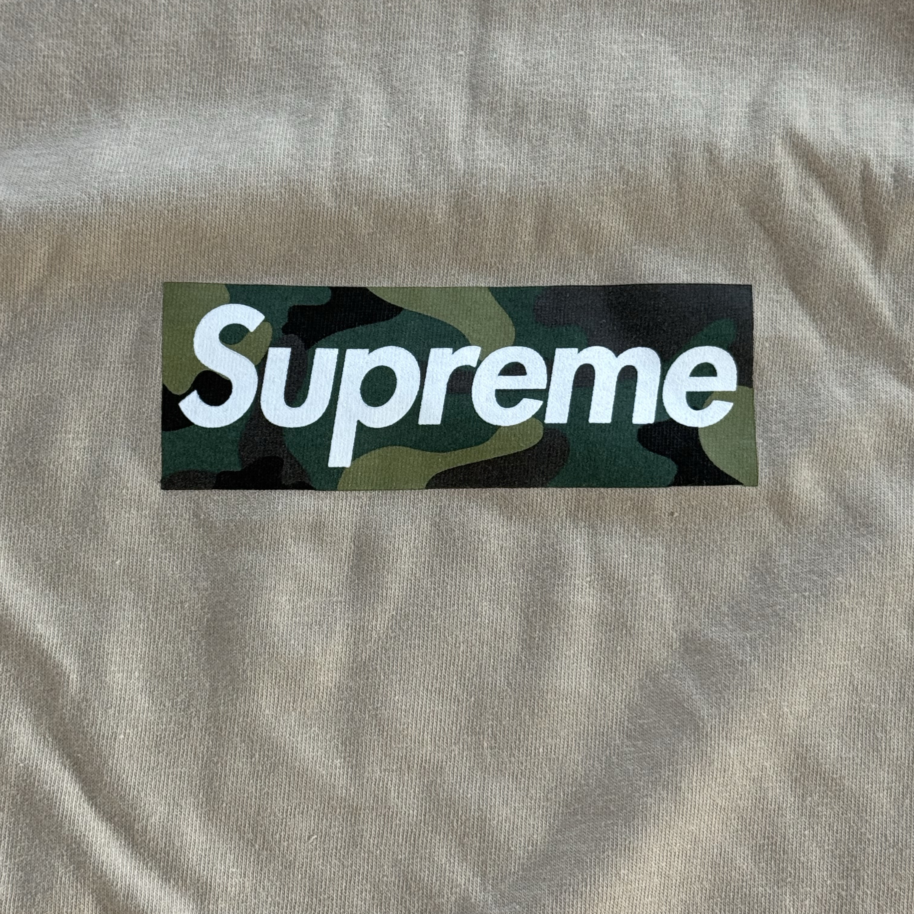 Supreme Box Logo T-Shirt Khaki - 23FW 착용 스타일