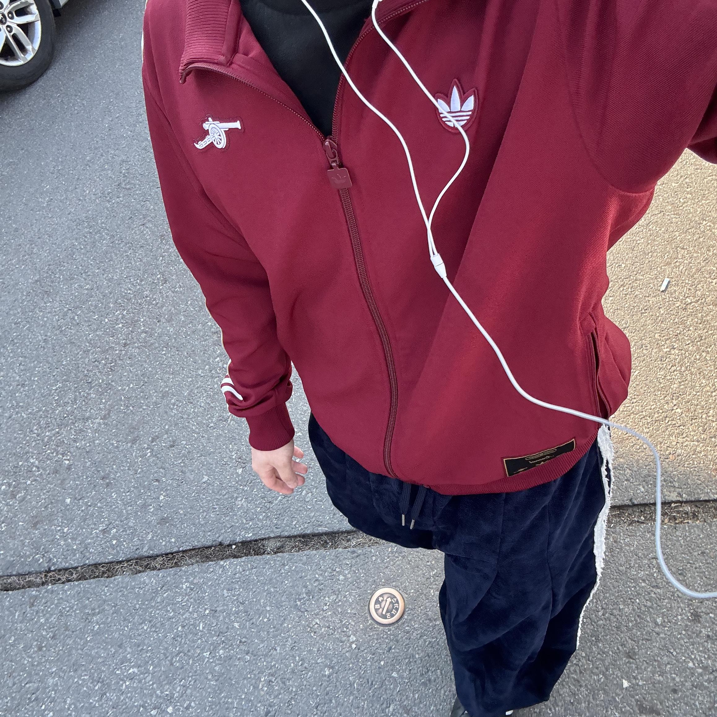 Adidas Arsenal Terrace Icon Track Top Team Coll Burgundy 2 - KR Sizing 착용 스타일