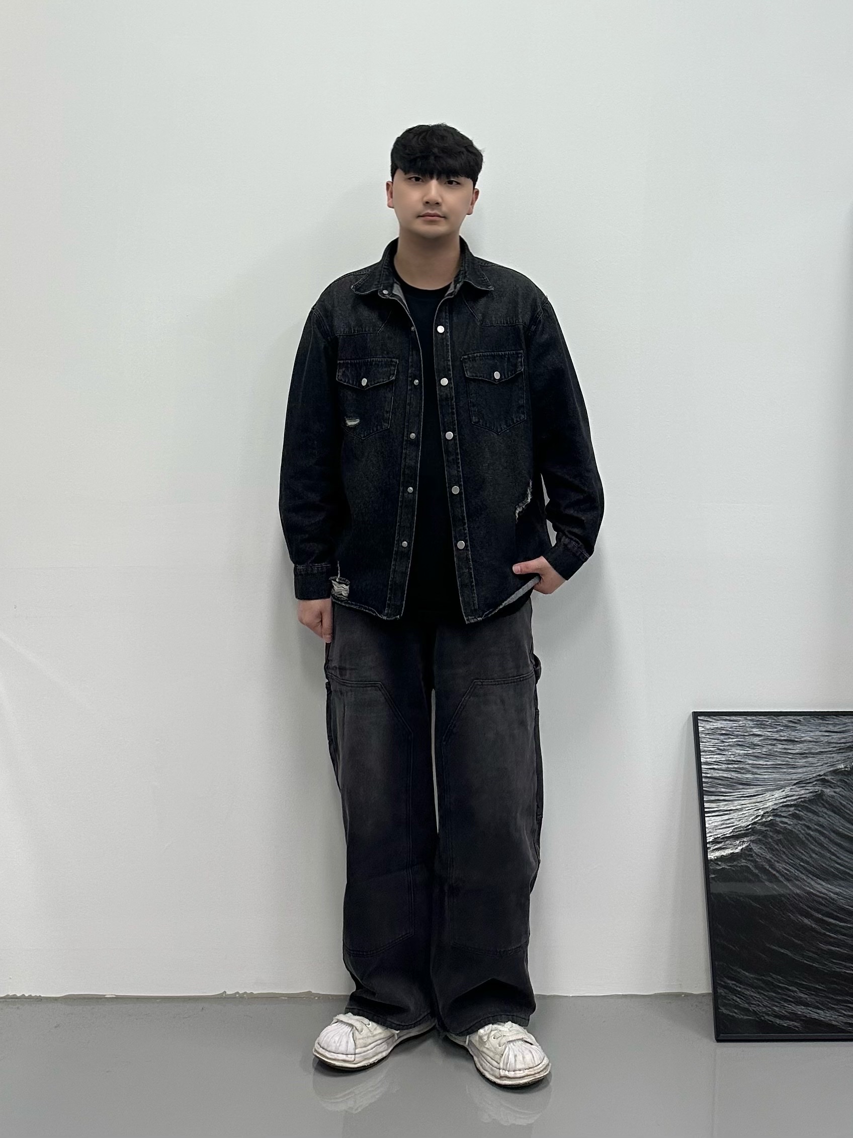 Maison Mihara Yasuhiro Blakey OG Sole Canvas Low-top Sneakers White 착용 스타일 - 1