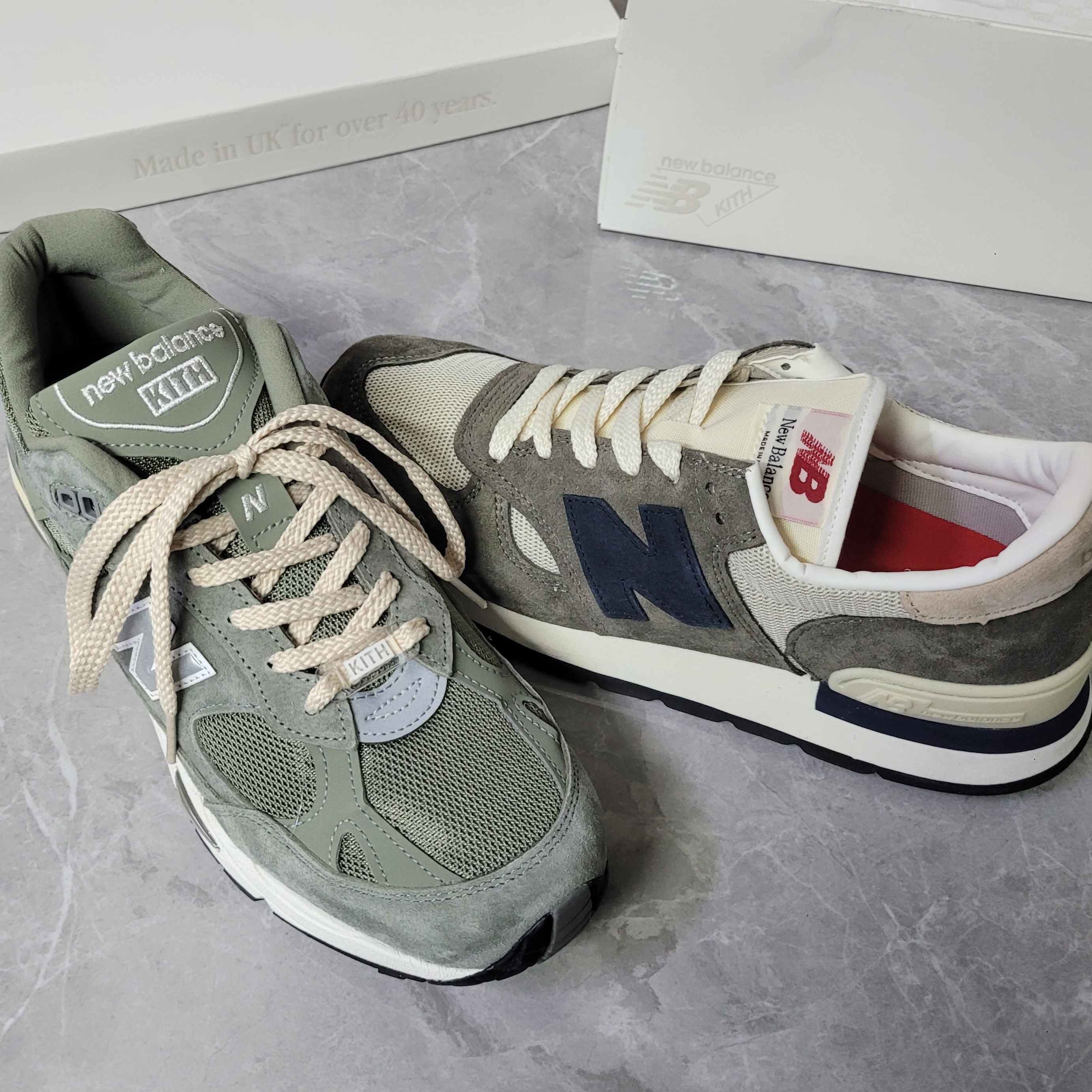 New Balance x Kith 991v1 Made in UK Vetiver, New Balance 991 Made in UK Navy 착용 스타일 - 5