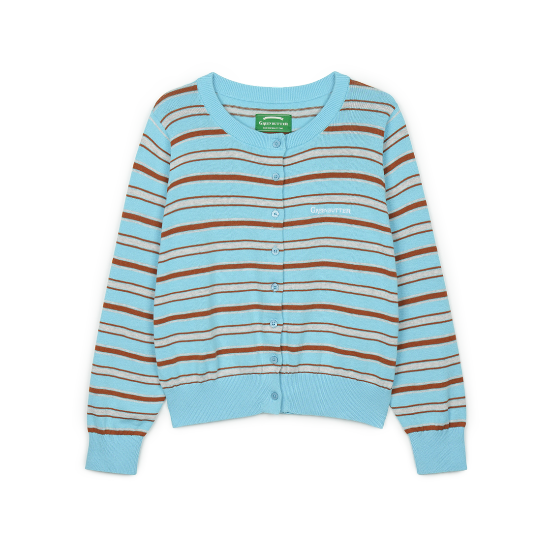 그린버터 이지케어 스트라이프 가디건 라이트블루(Greenbutter Easy-Care Stripe Cardigan L/Blue)