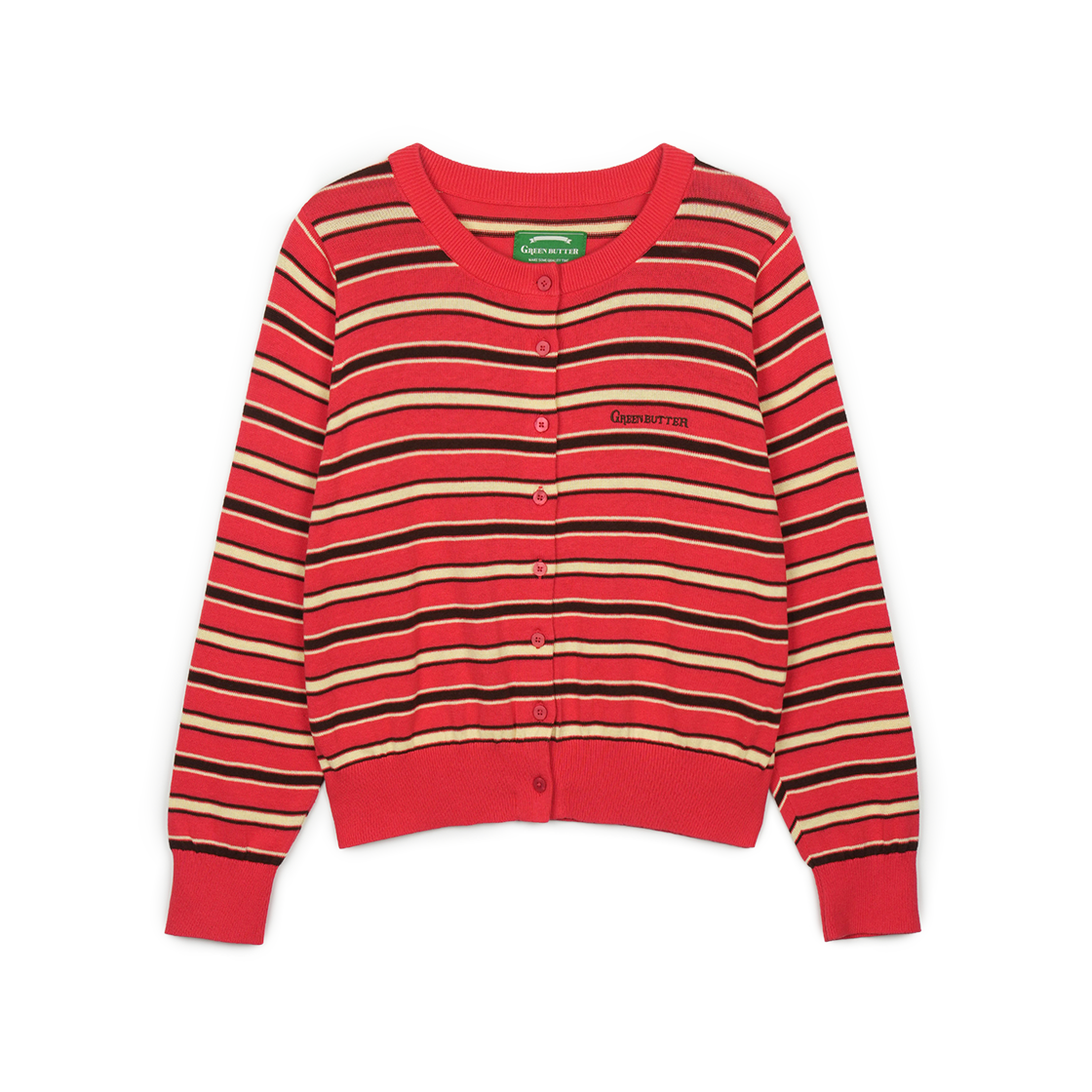 그린버터 이지케어 스트라이프 가디건 핑크(Greenbutter Easy-Care Stripe Cardigan Pink)