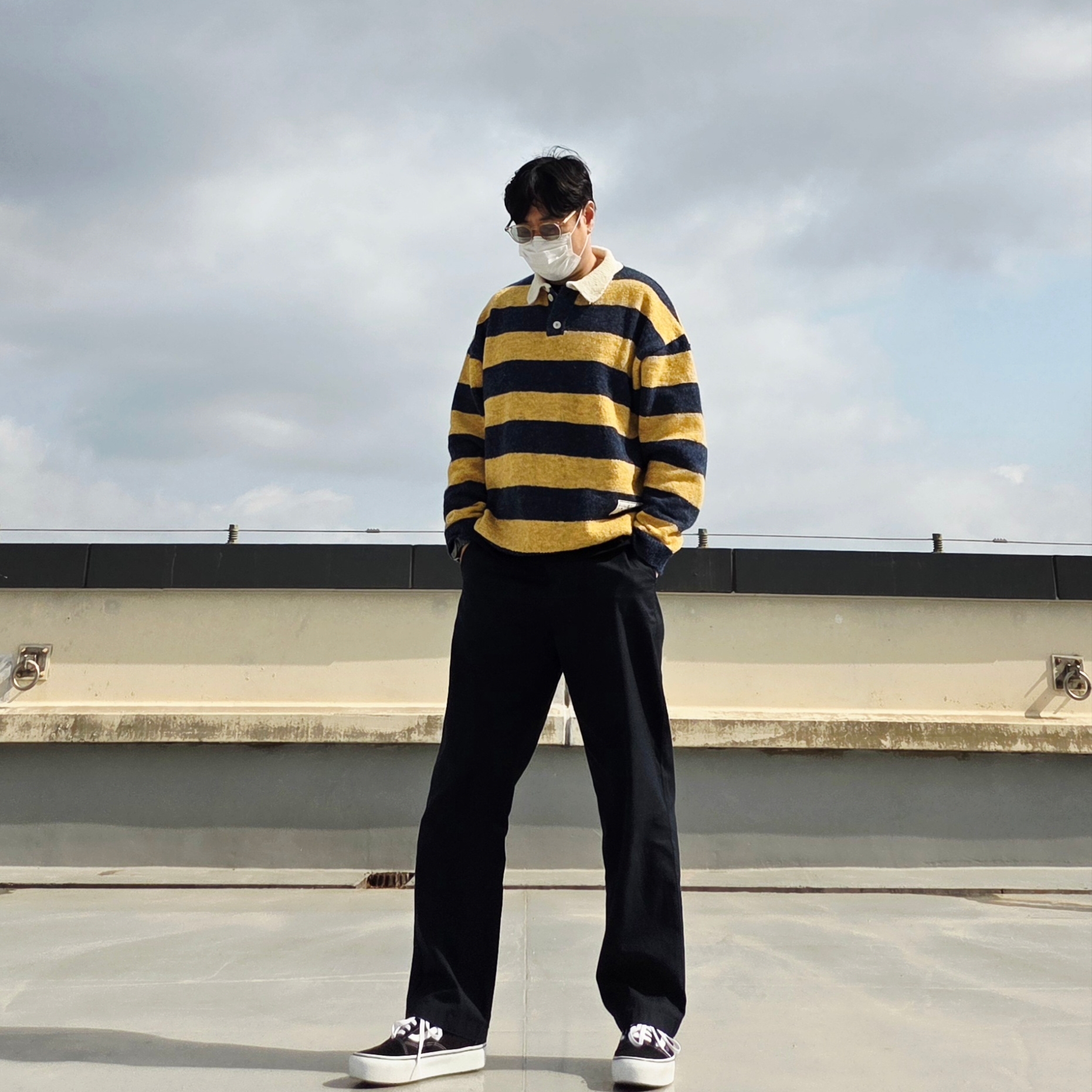 N ARCHIVE New Gentle Rugby Polo Knit Yellow, Vans Old Skool Platform Black White ์ฐฉ์ฉ ์คํ์ผ - 2