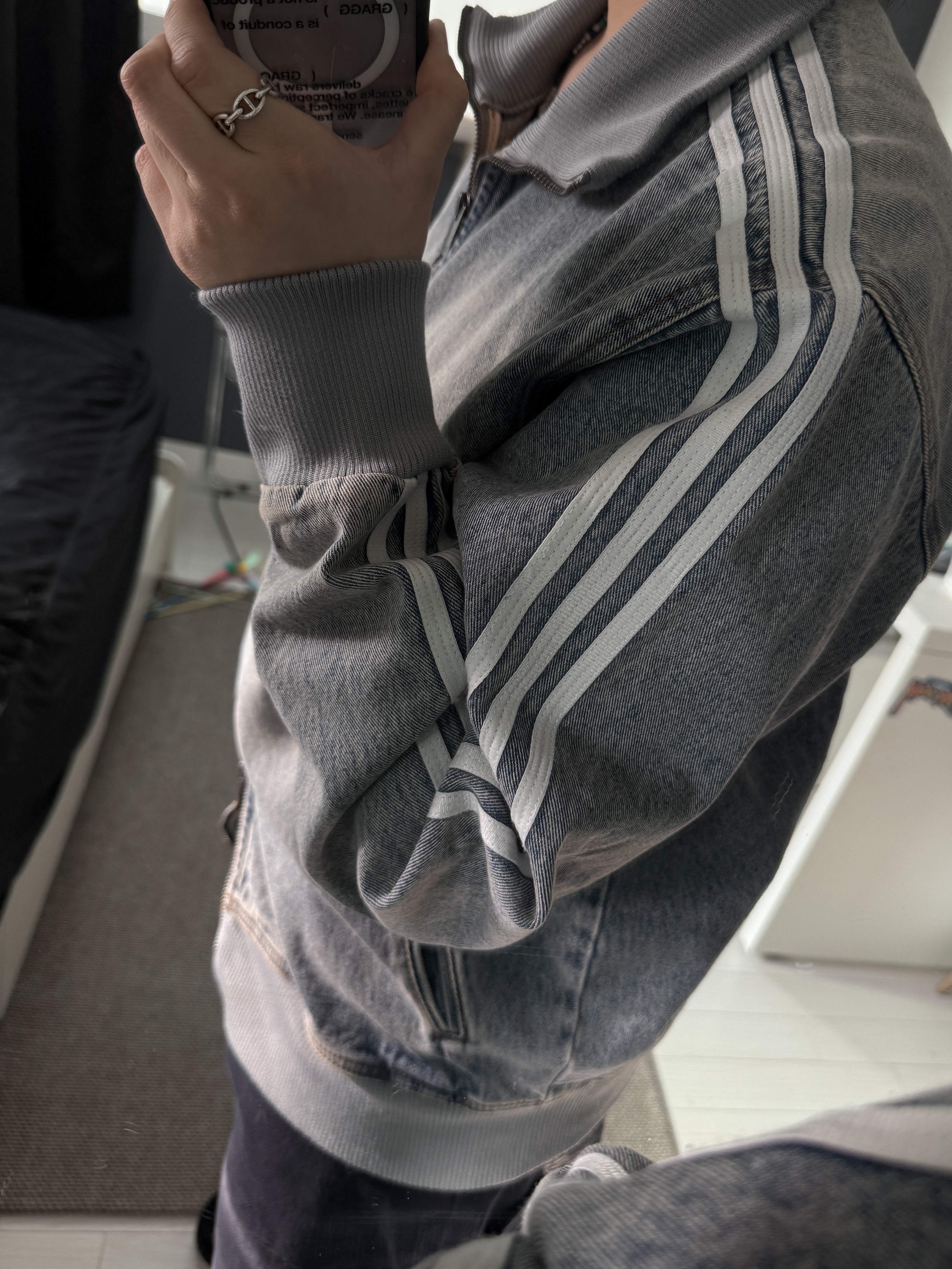 Adidas x Atmos Denim Firebird Track Top Indigo Denim - KR Sizing 착용 스타일 - 1