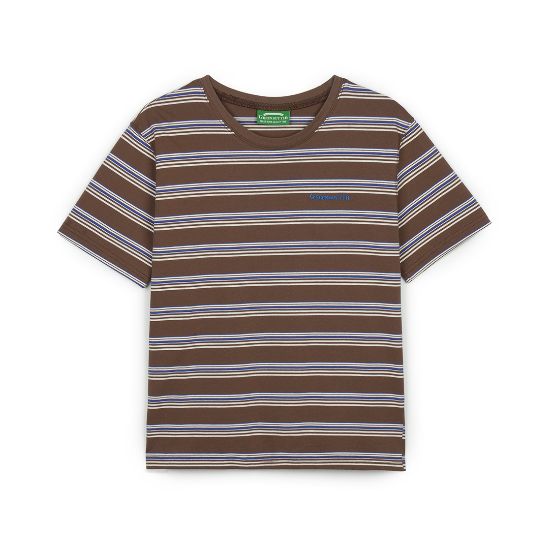 P0000BHS Greenbutter Cotton Stripe Tee Brown