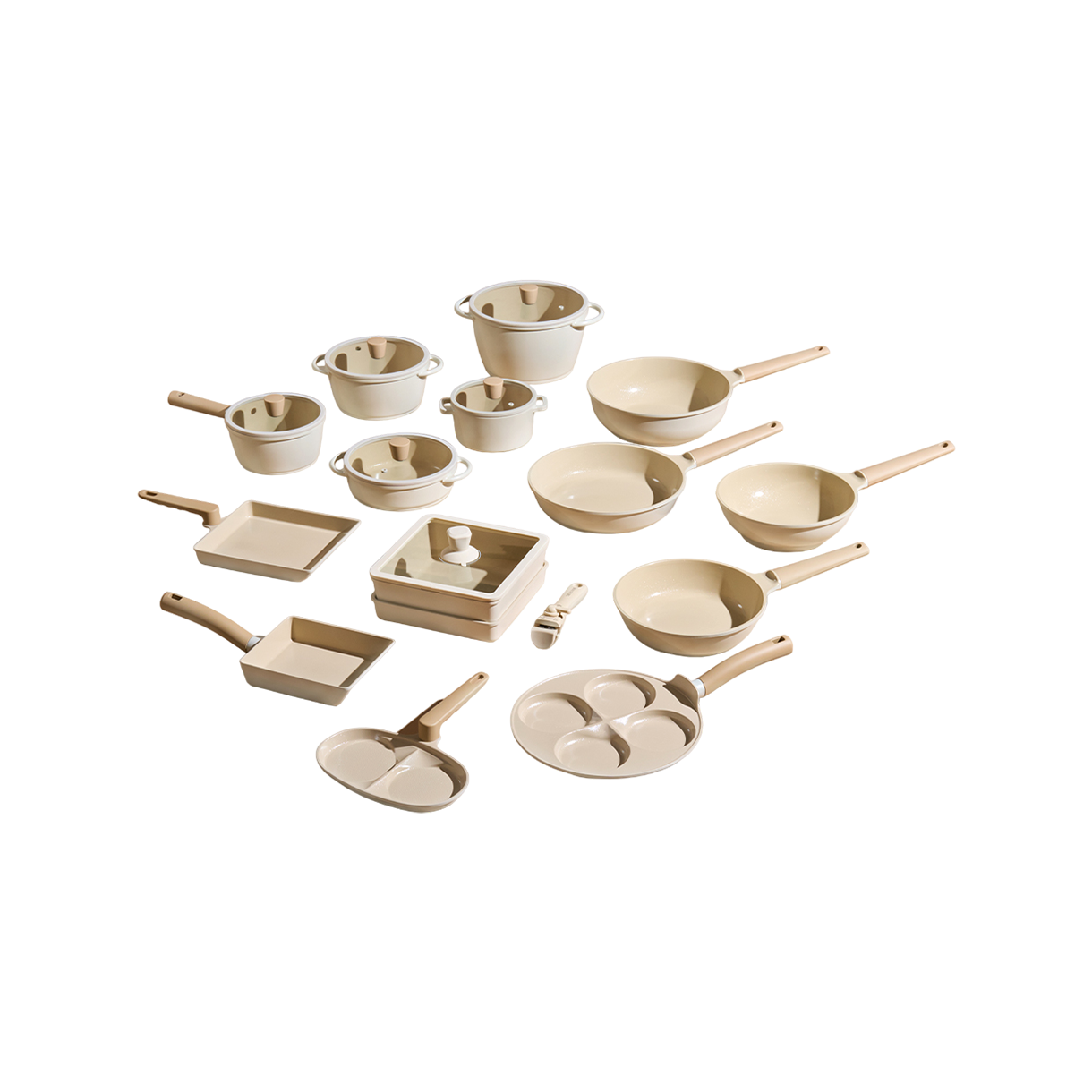 트루쿡 인덕션 겸용 세라믹코팅 베이지 쿡웨어 14종 풀세트(Truecook Induction Beige Cookware 14pcs Set)