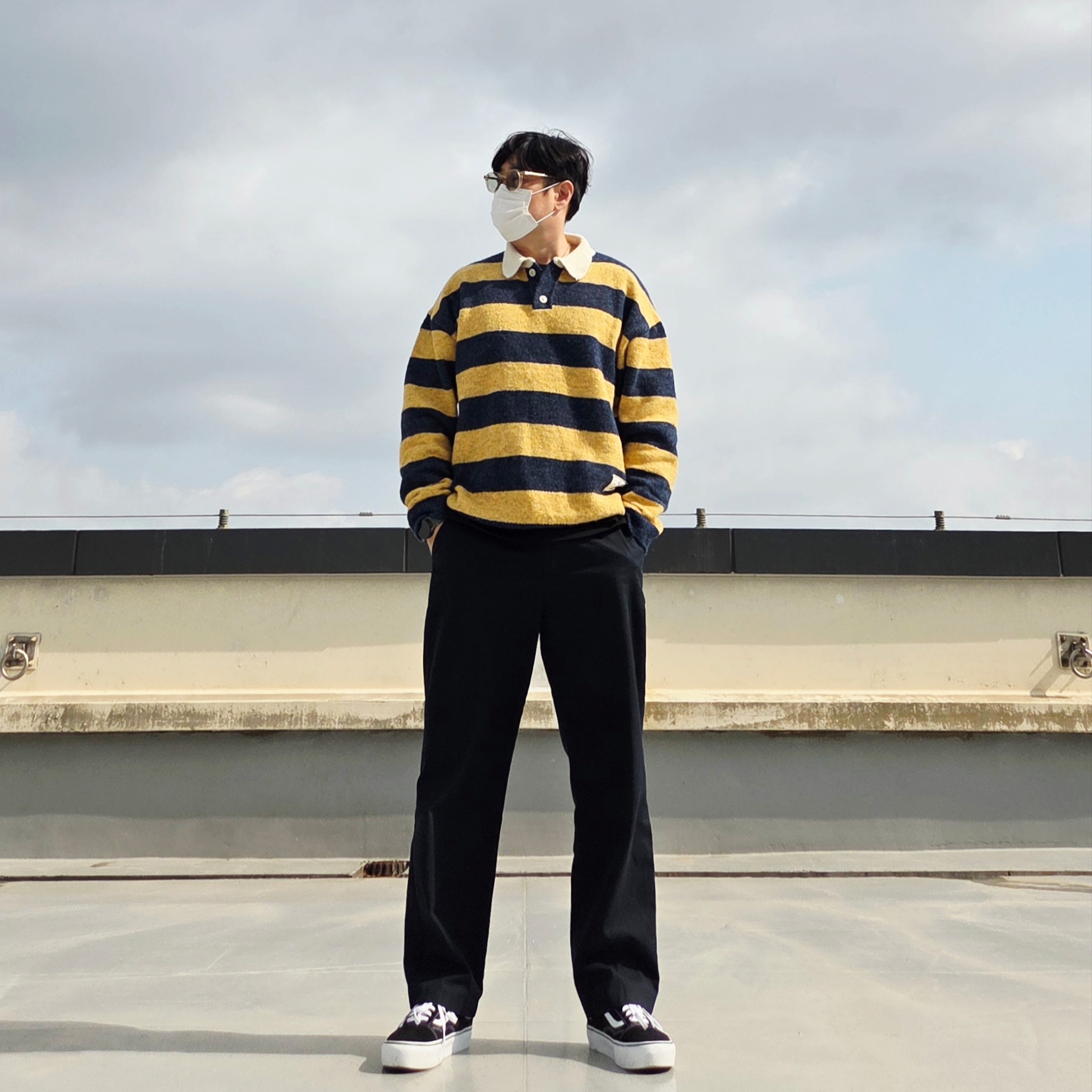 N ARCHIVE New Gentle Rugby Polo Knit Yellow, Vans Old Skool Platform Black White ์ฐฉ์ฉ ์คํ์ผ - 1