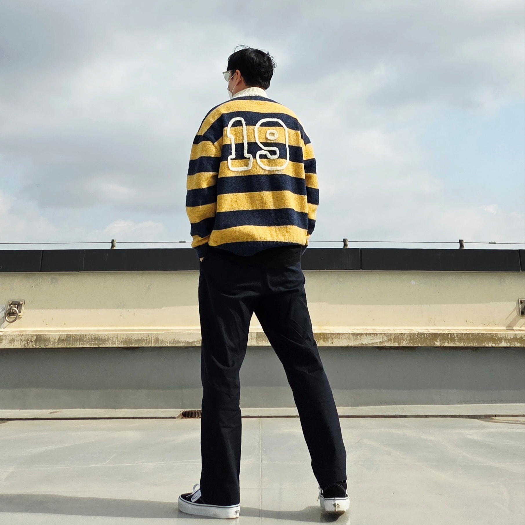 N ARCHIVE New Gentle Rugby Polo Knit Yellow, Vans Old Skool Platform Black White ์ฐฉ์ฉ ์คํ์ผ - 4