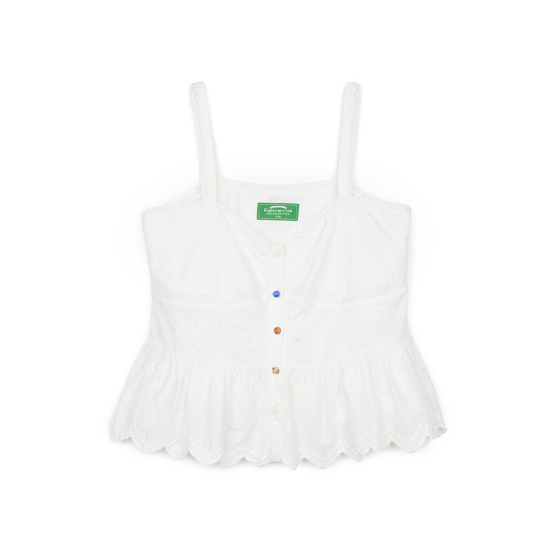그린버터 믹스 버튼 슬리브리스 블라우스 아이보리(Greenbutter Mixed Button Sleeveless Blouse Ivory)