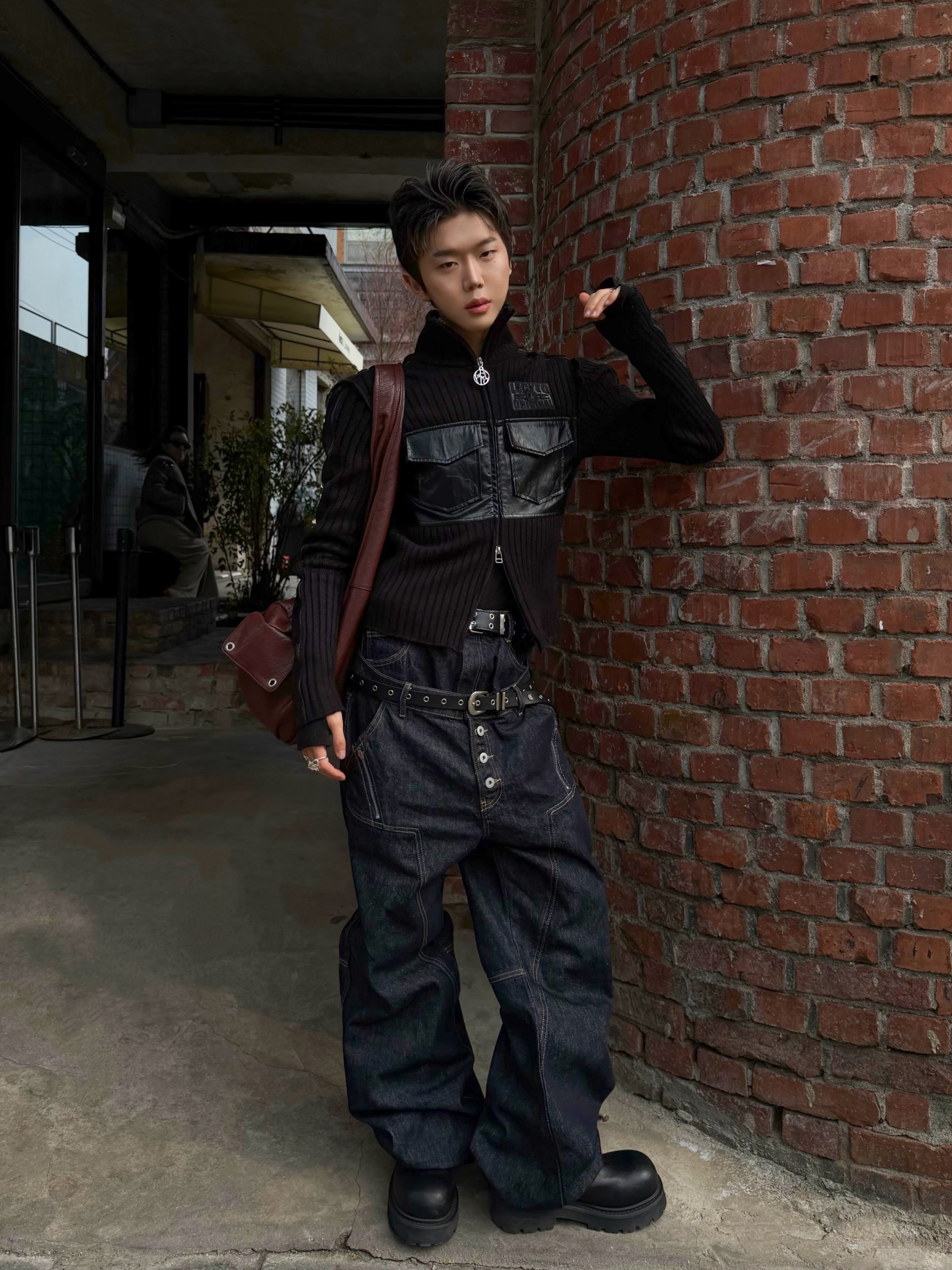 ROARINGRAD Double Obi Zip Denim Pants Indigo 착용 스타일