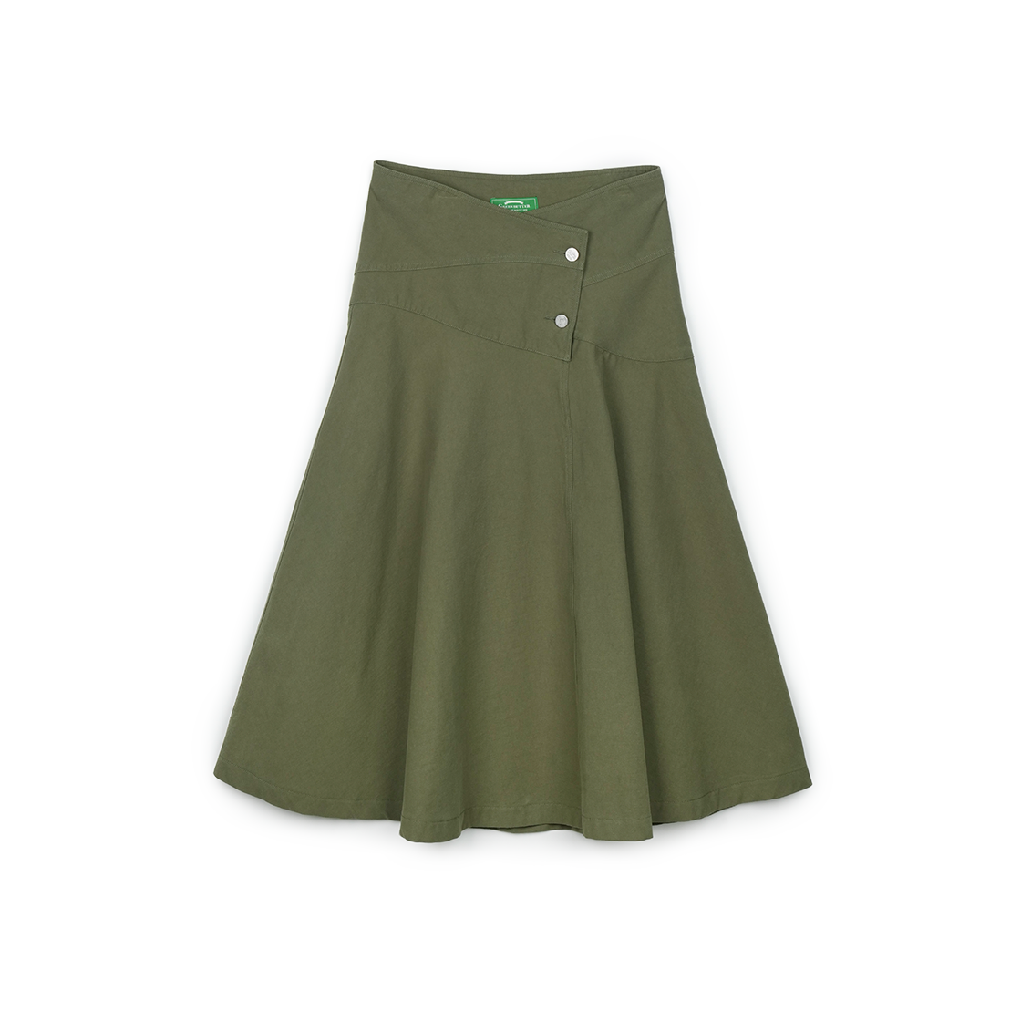 그린버터 비대칭 코튼 스커트 카키(Greenbutter Asymmetric Cotton Skirt Khaki)