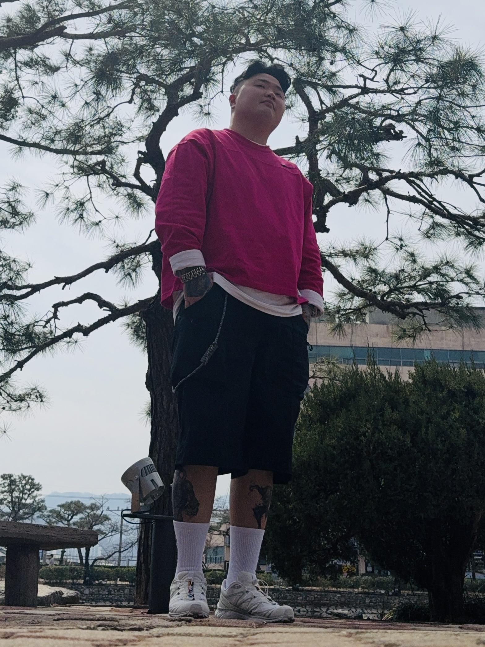 KAVU Gotime black, Salomon XT-6 ADV White 착용 스타일