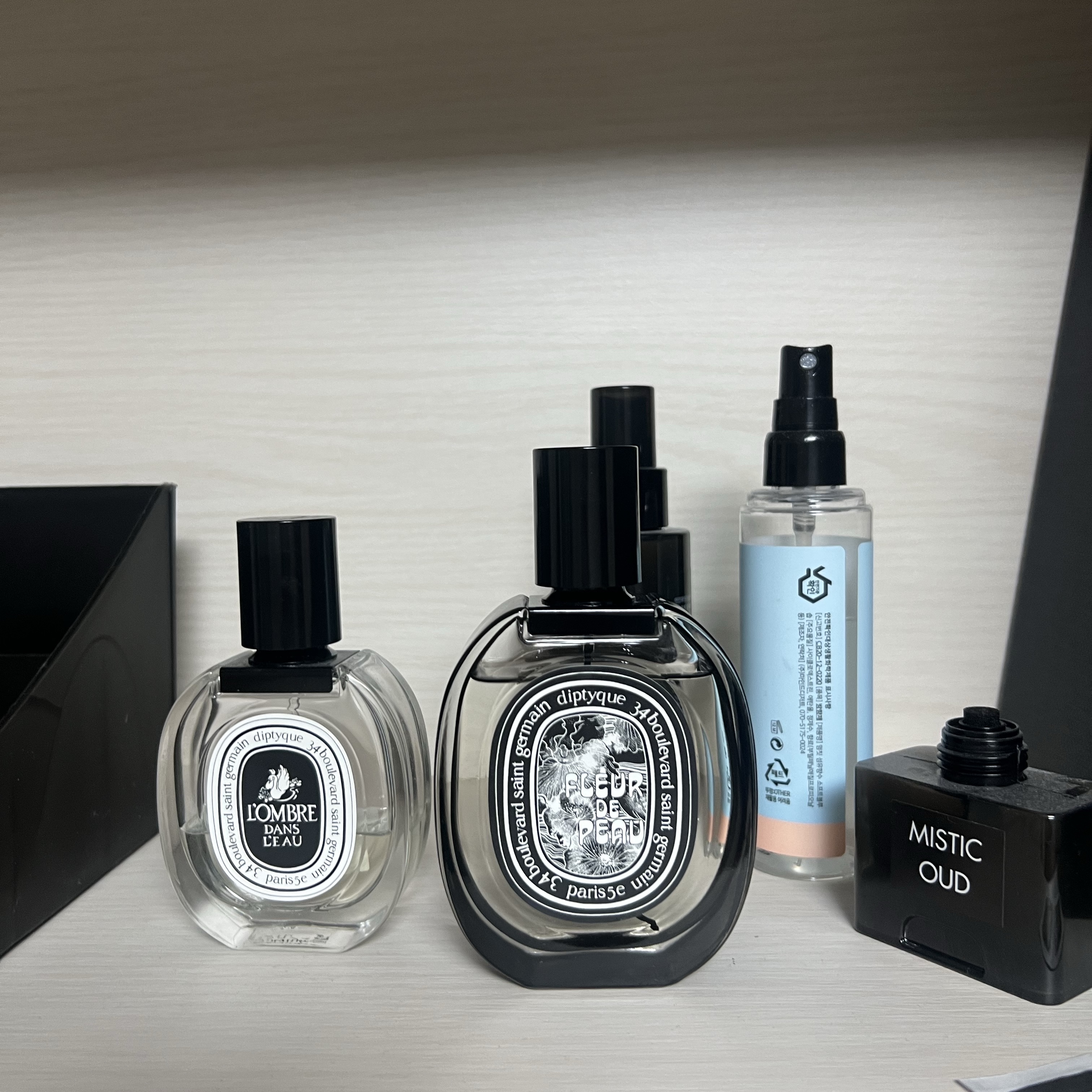 Diptyque Fleur De Peau Eau De Parfum 75ml, Diptyque L'ombre Dans L'eau Eau De Toilette 50ml 착용 스타일