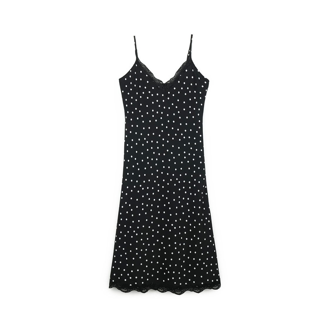 P0000BHX Greenbutter Dot Lace Slip Dress Black