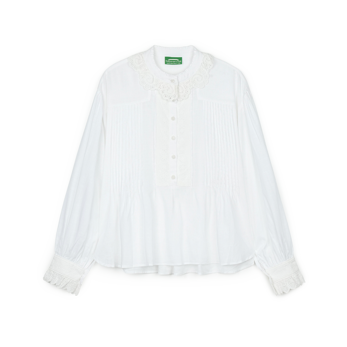 그린버터 린넨 레이스 블라우스 아이보리(Greenbutter Linen Lace Blouse Ivory)